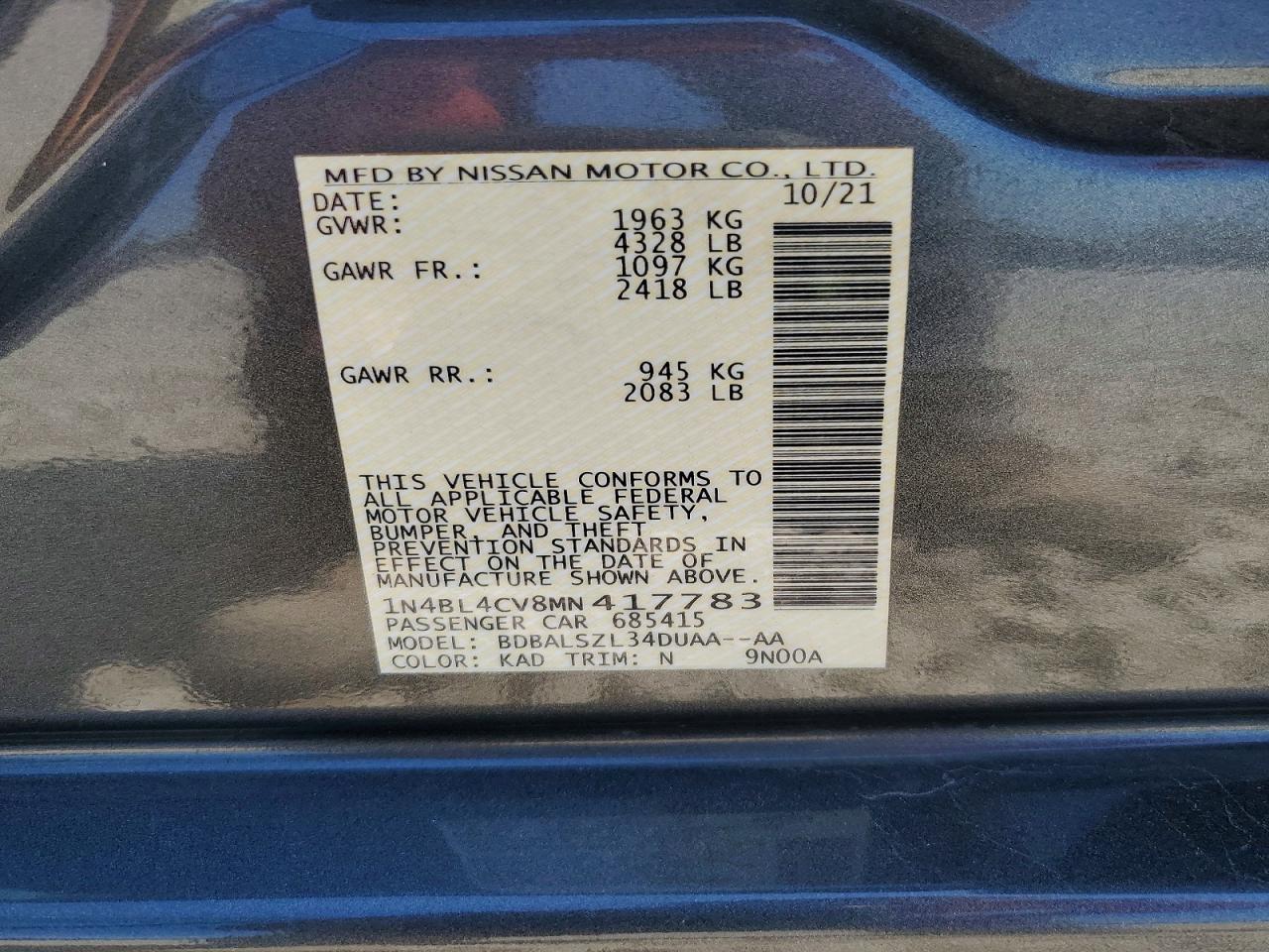 2021 Nissan Altima Sr Silver vin: 1N4BL4CV8MN417783