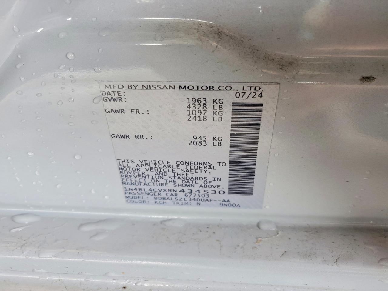 2024 Nissan Altima Sr Gray vin: 1N4BL4CVXRN434530