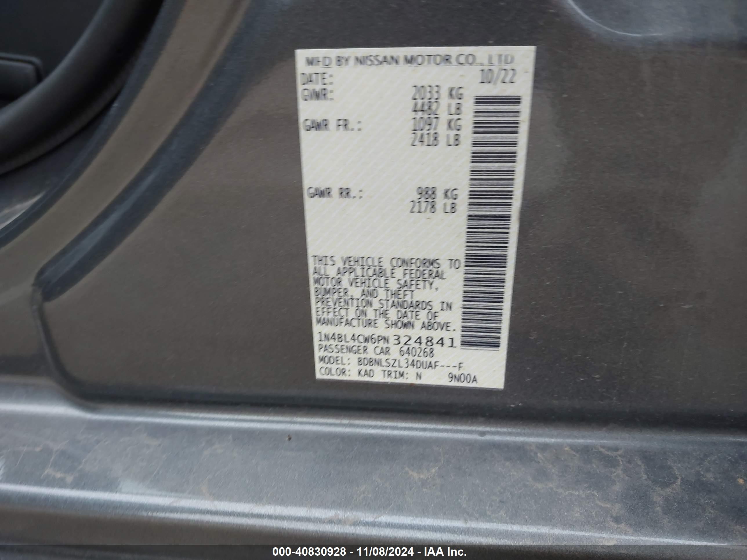 2023 Nissan Altima Sr Intelligent Awd Gray vin: 1N4BL4CW6PN324841