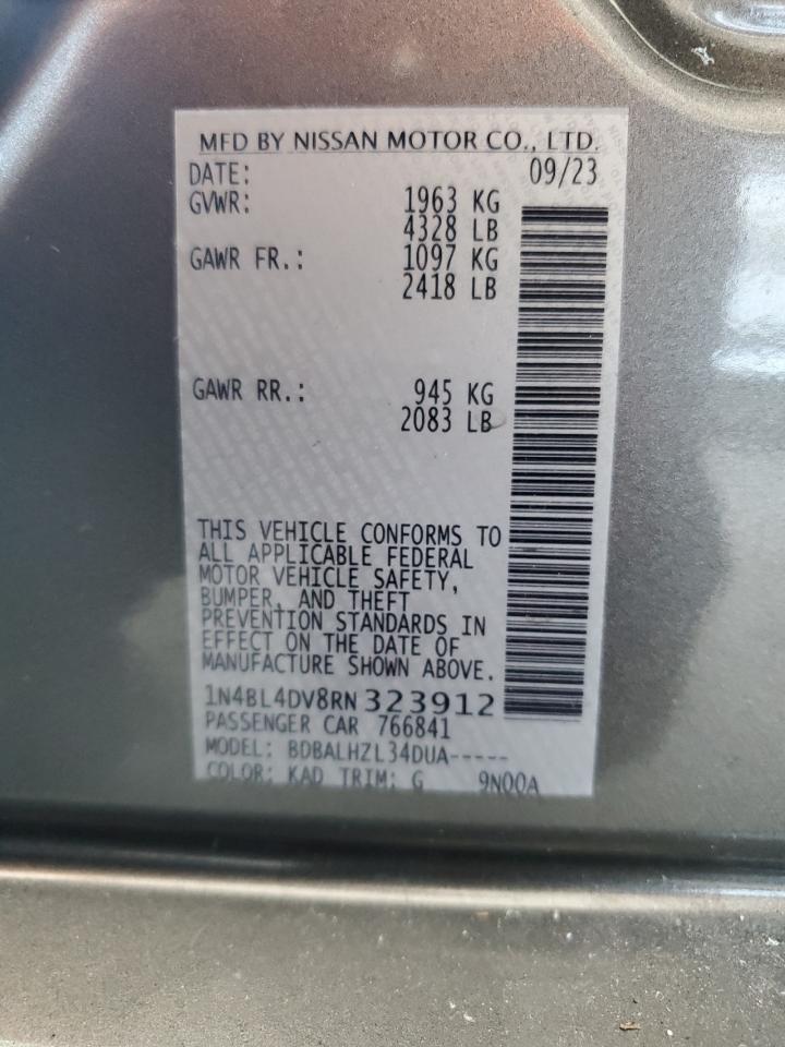 2024 Nissan Altima Sv Gray vin: 1N4BL4DV8RN323912