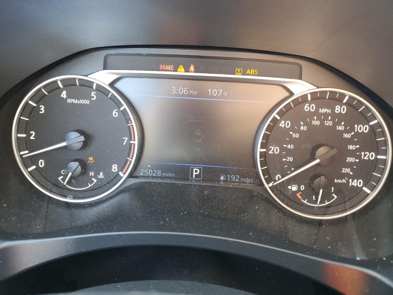 2025 Nissan Altima Sv Gray vin: 1N4BL4DV8SN382786 Damage: Warning Light - Abs, On, Unacceptable