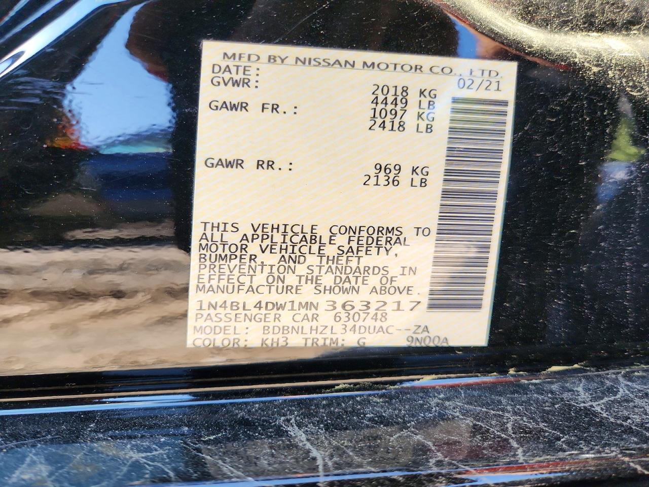 2021 Nissan Altima Sv Черный vin: 1N4BL4DW1MN363217