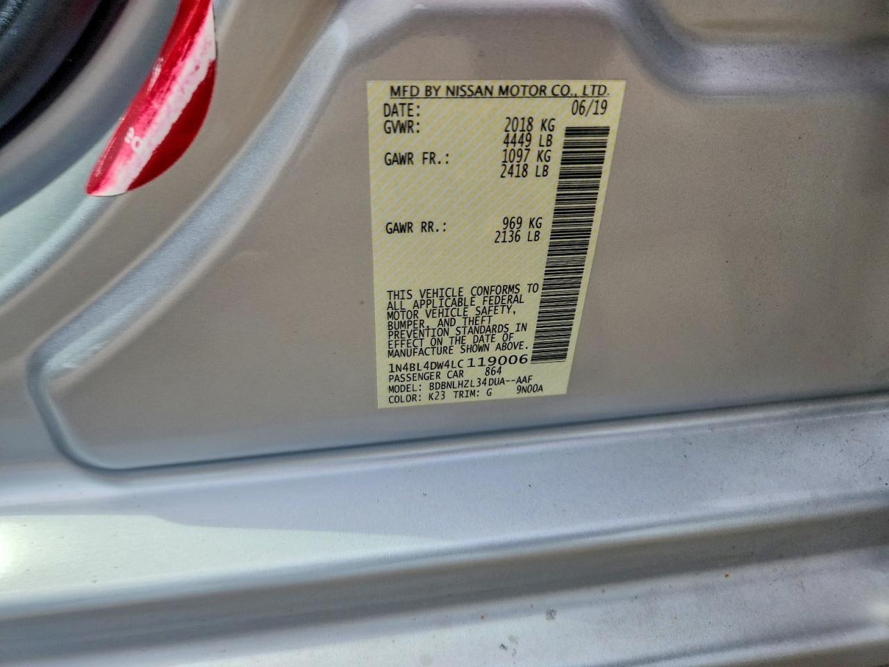 2020 Nissan Altima Sv Silver vin: 1N4BL4DW4LC119006