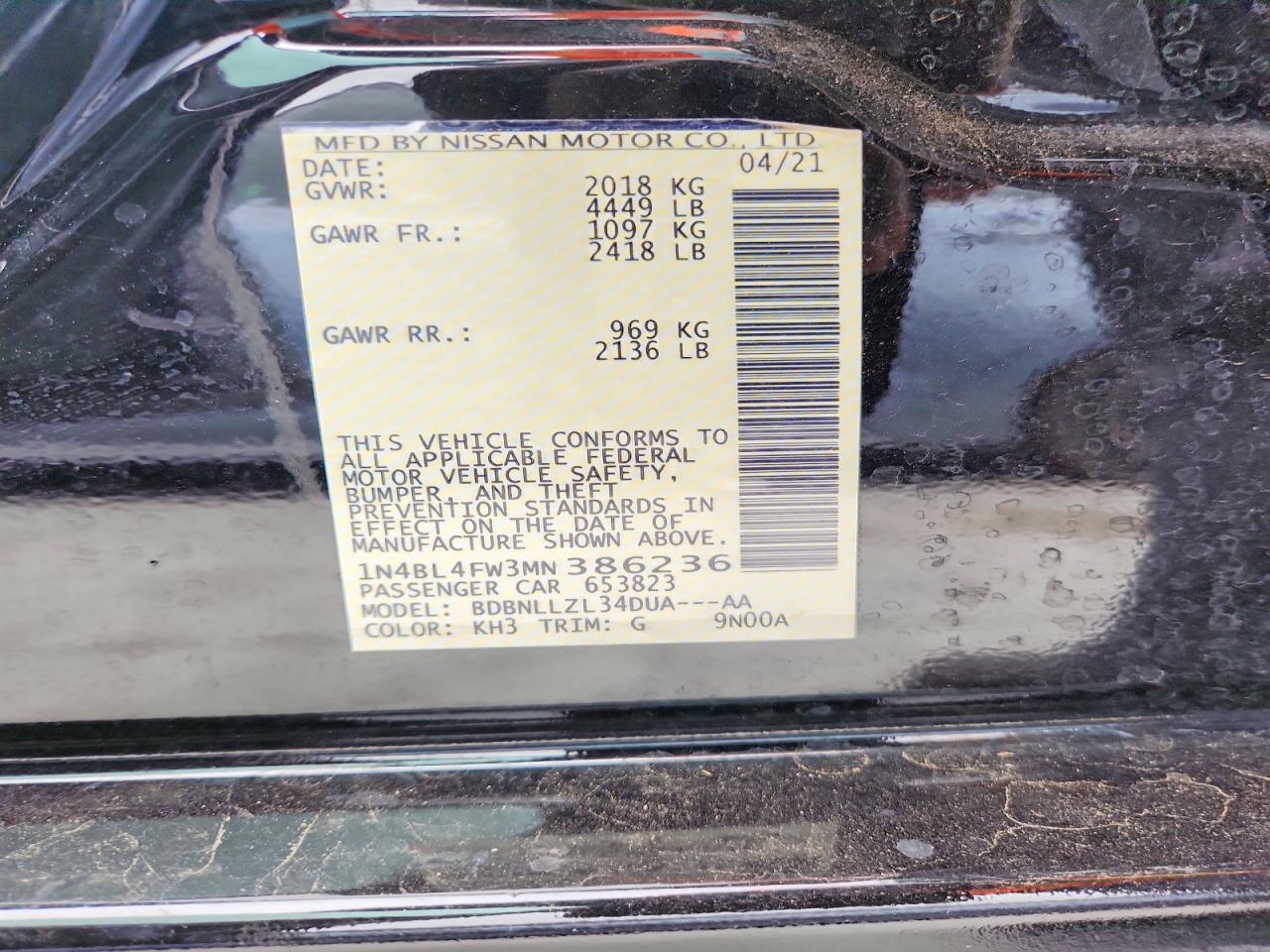 2021 Nissan Altima Platinum Black vin: 1N4BL4FW3MN386236