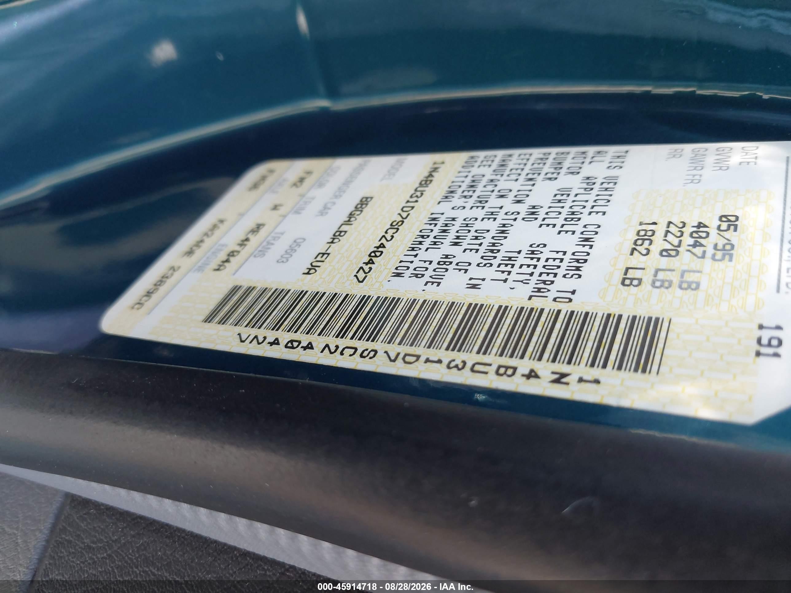 1995 Nissan Altima Xe/gxe/se/gle Синий vin: 1N4BU31D7SC240427