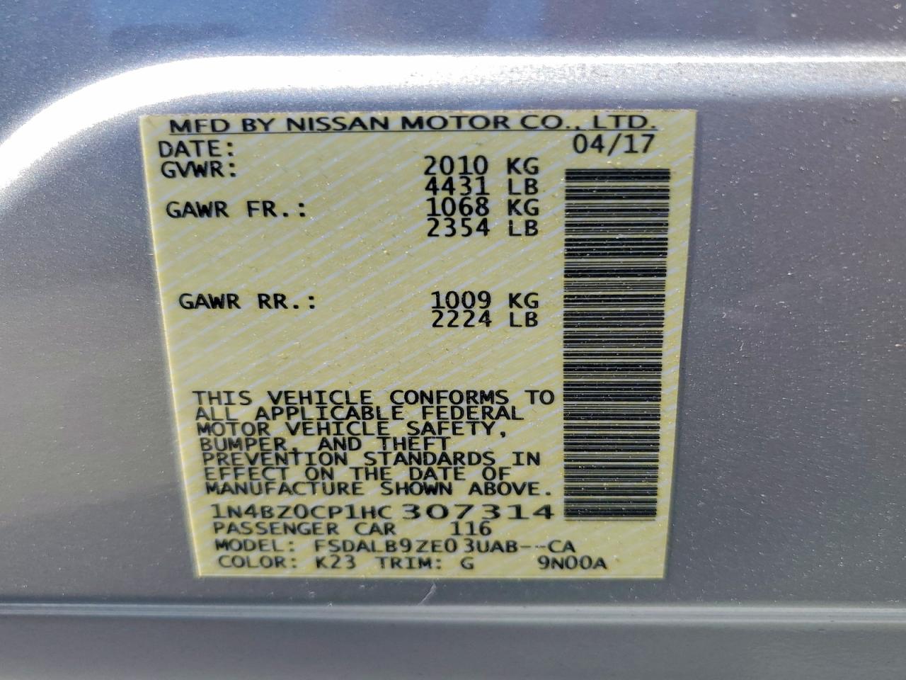 2017 Nissan Leaf S Silver vin: 1N4BZ0CP1HC307314