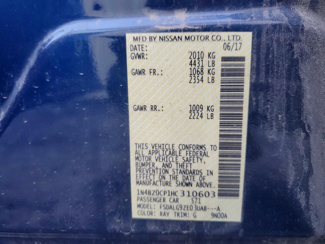 2017 Nissan Leaf Sl Blue vin: 1N4BZ0CP1HC310603