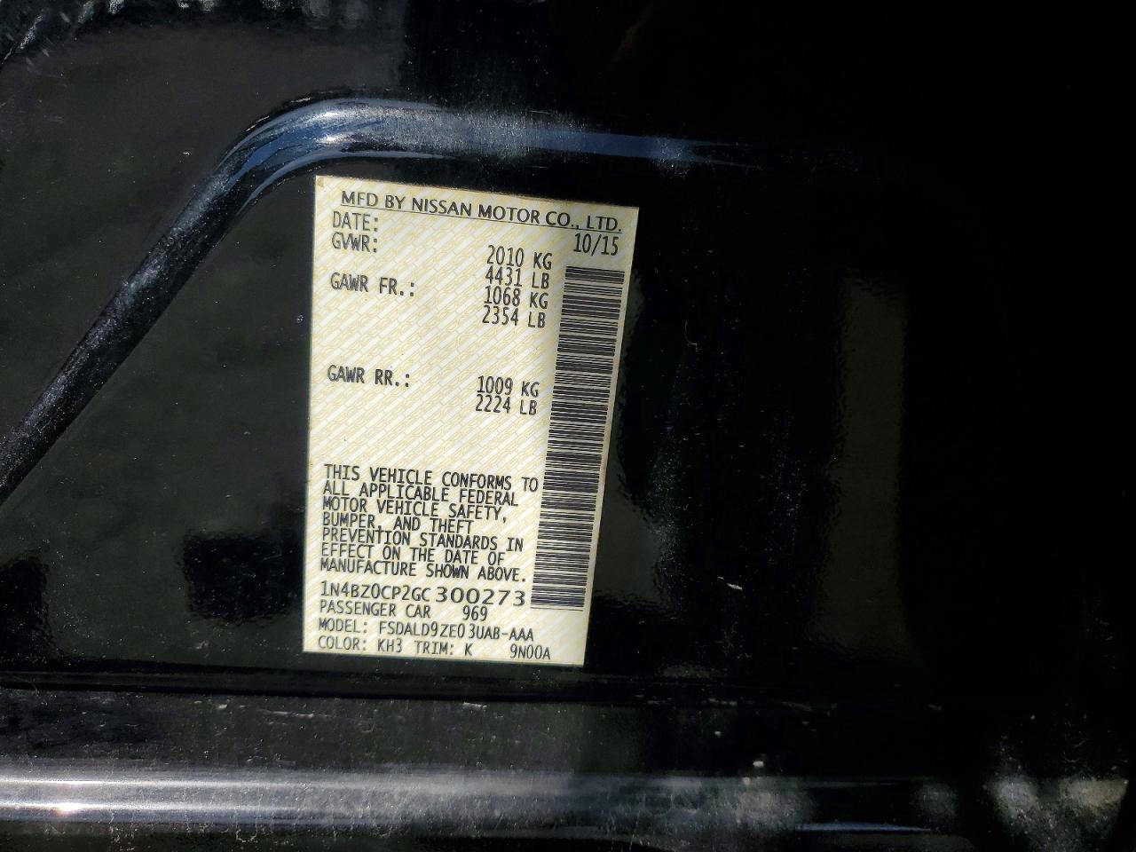 2016 Nissan Leaf Sv Black vin: 1N4BZ0CP2GC300273