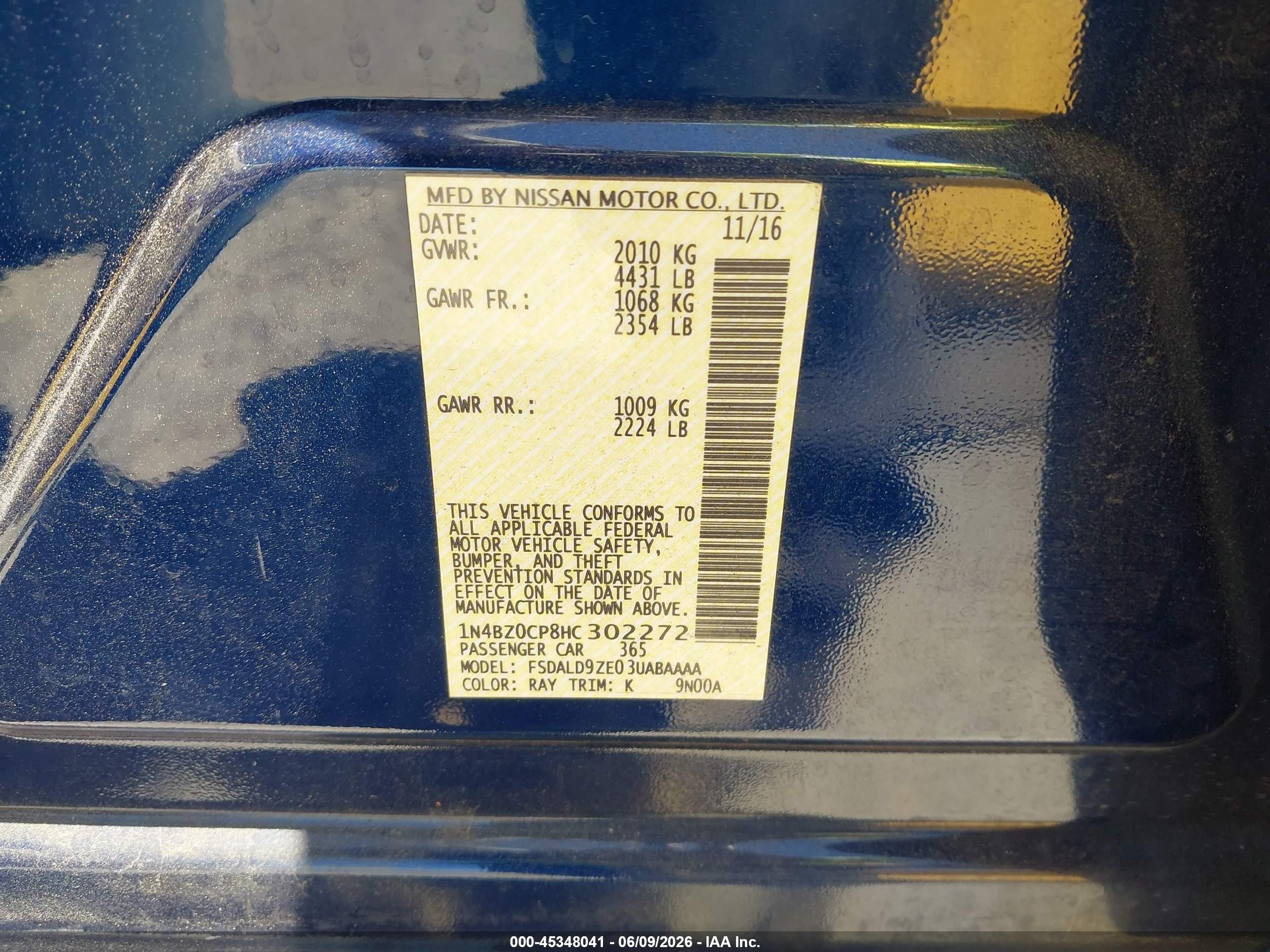 2017 Nissan Leaf Sv Blue vin: 1N4BZ0CP8HC302272