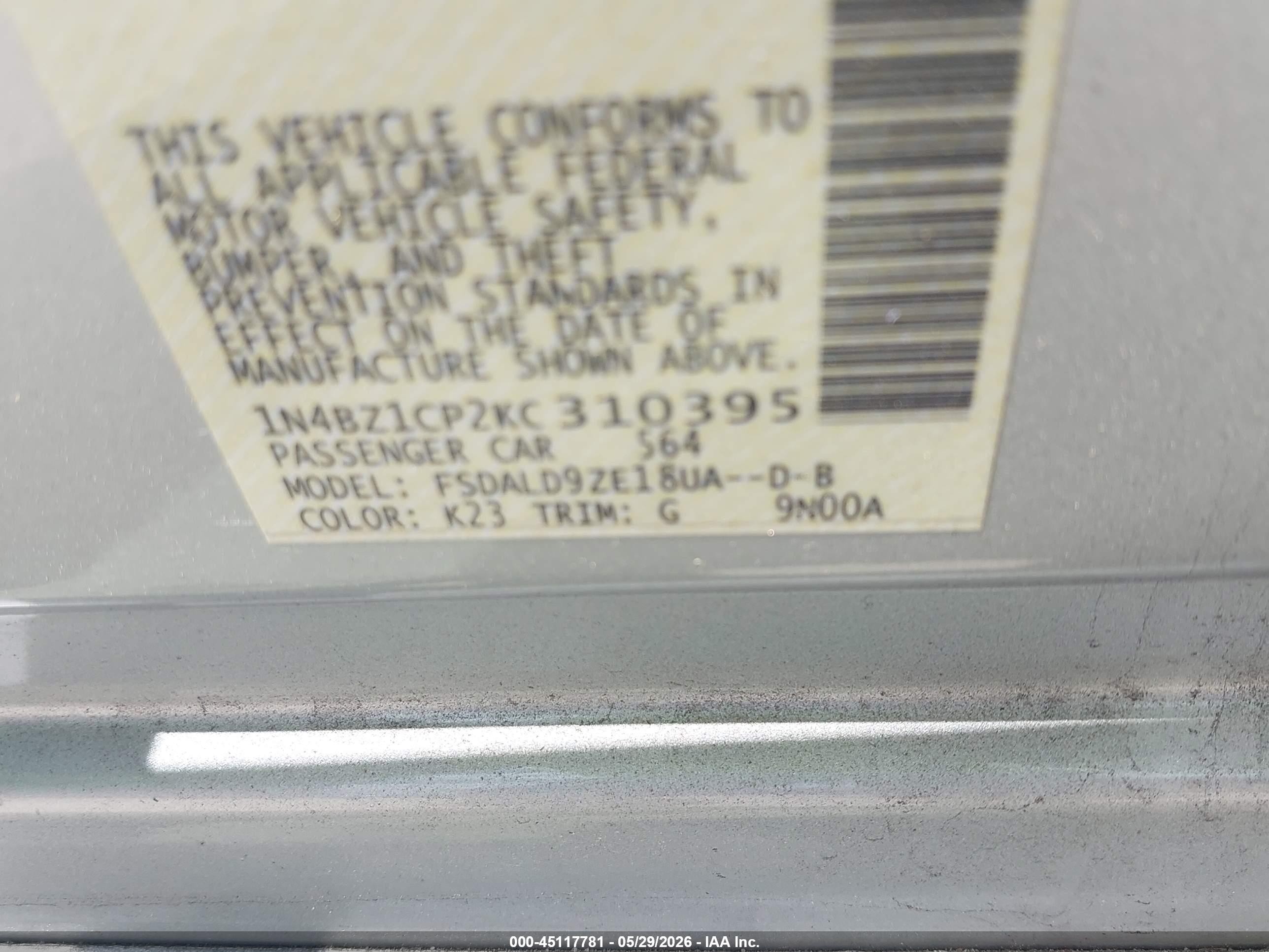 2019 Nissan Leaf Sv Plus Silver vin: 1N4BZ1CP2KC310395