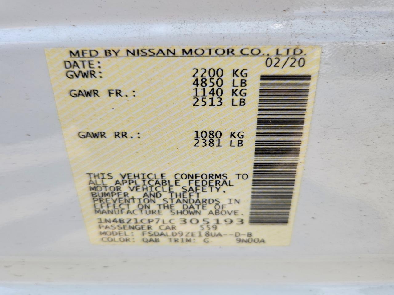 2020 Nissan Leaf Sv Plus White vin: 1N4BZ1CP7LC305193