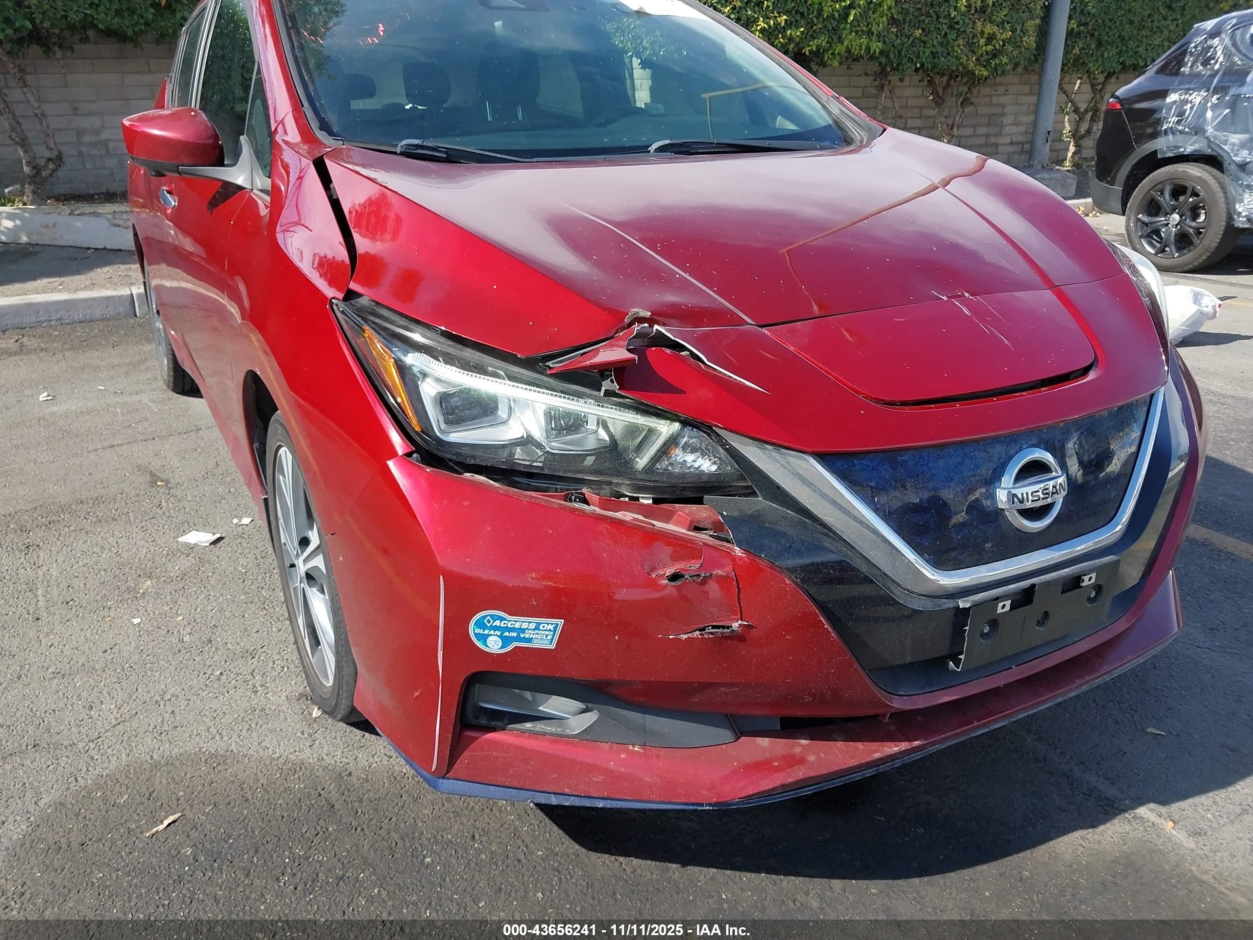 2021 Nissan Leaf Sv Plus 62 Kwh Red vin: 1N4BZ1CV4MC555295