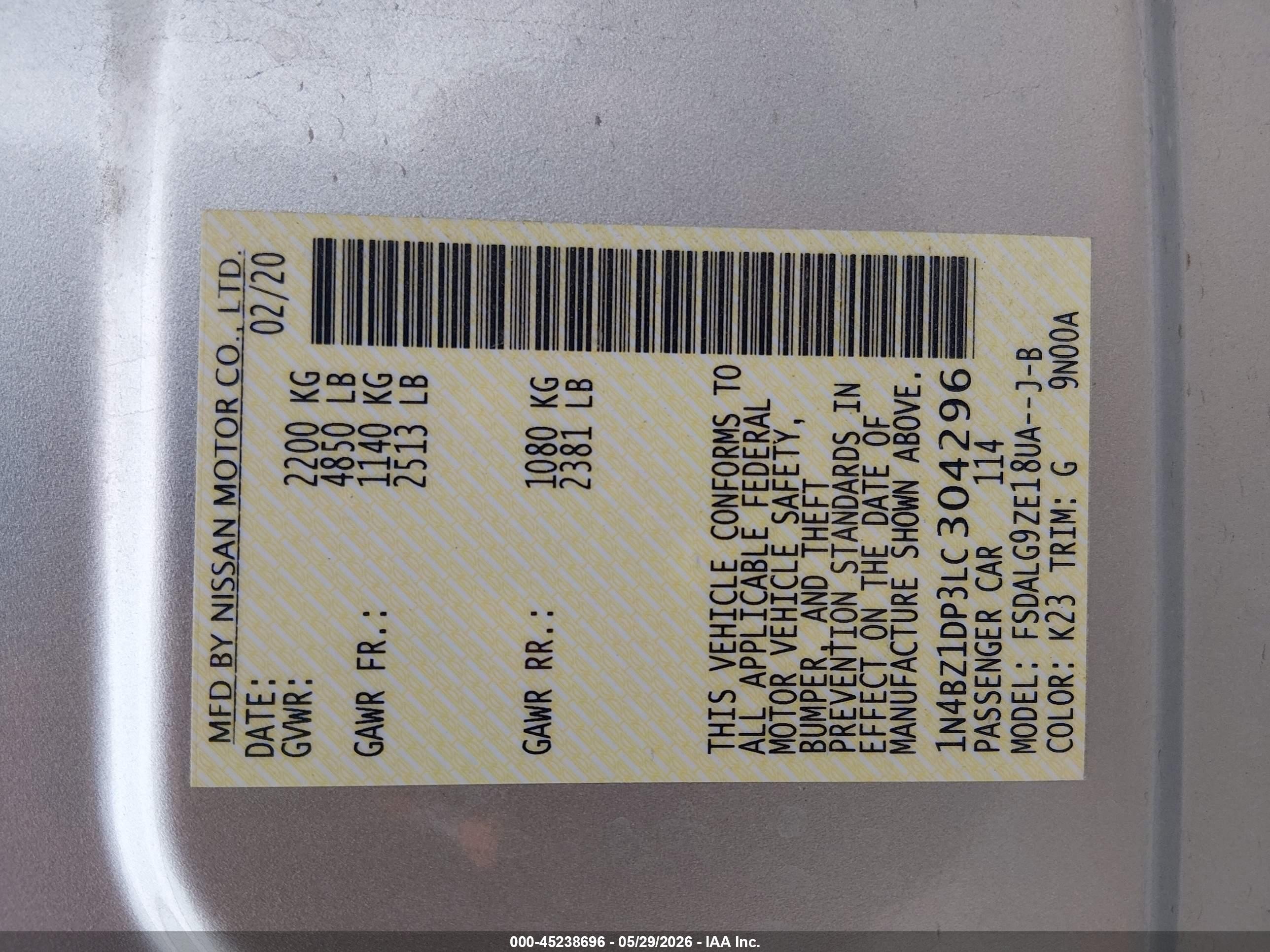 2020 Nissan Leaf Sl Plus 62 Kwh Серебряный vin: 1N4BZ1DP3LC304296