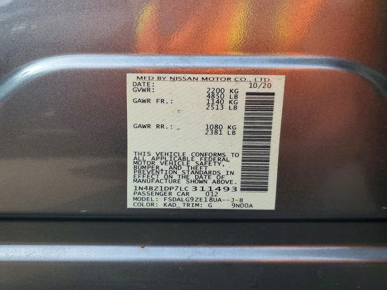 2020 Nissan Leaf Sl Plus Gray vin: 1N4BZ1DP7LC311493