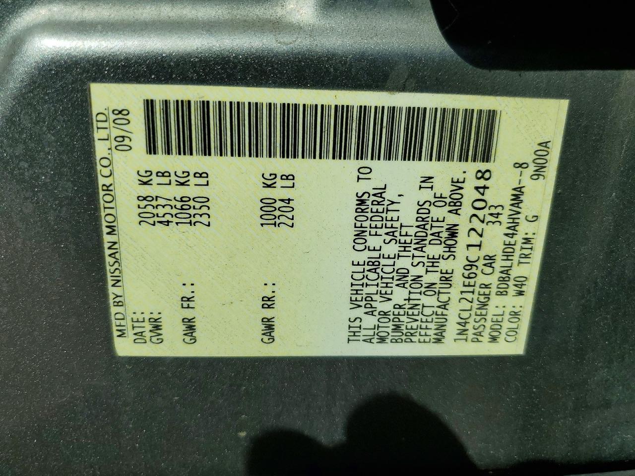 2009 Nissan Altima Hybrid Silver vin: 1N4CL21E69C122048