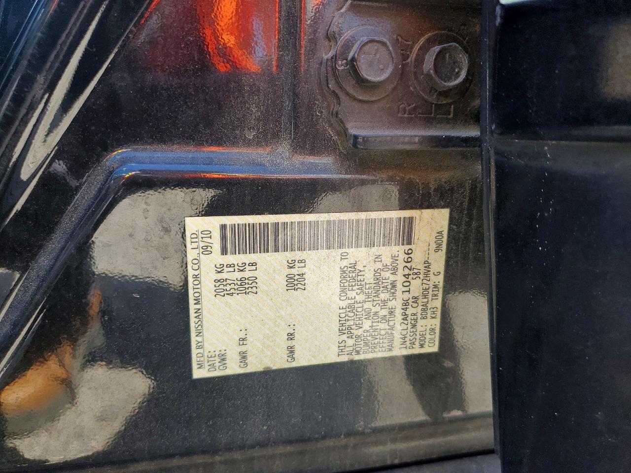 2011 Nissan Altima Hybrid Black vin: 1N4CL2AP4BC104266