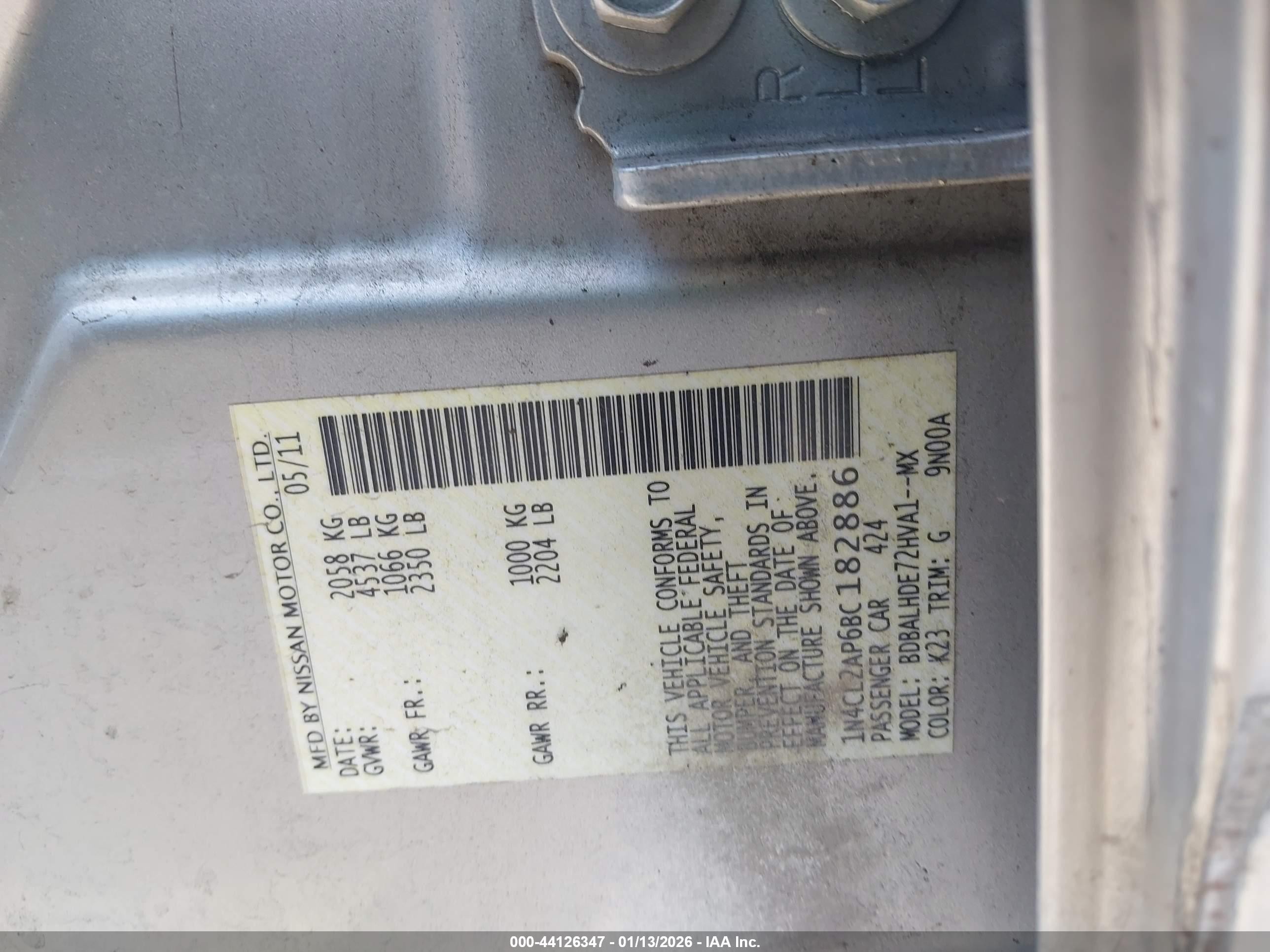 2011 Nissan Altima Hybrid   Silver vin: 1N4CL2AP6BC182886