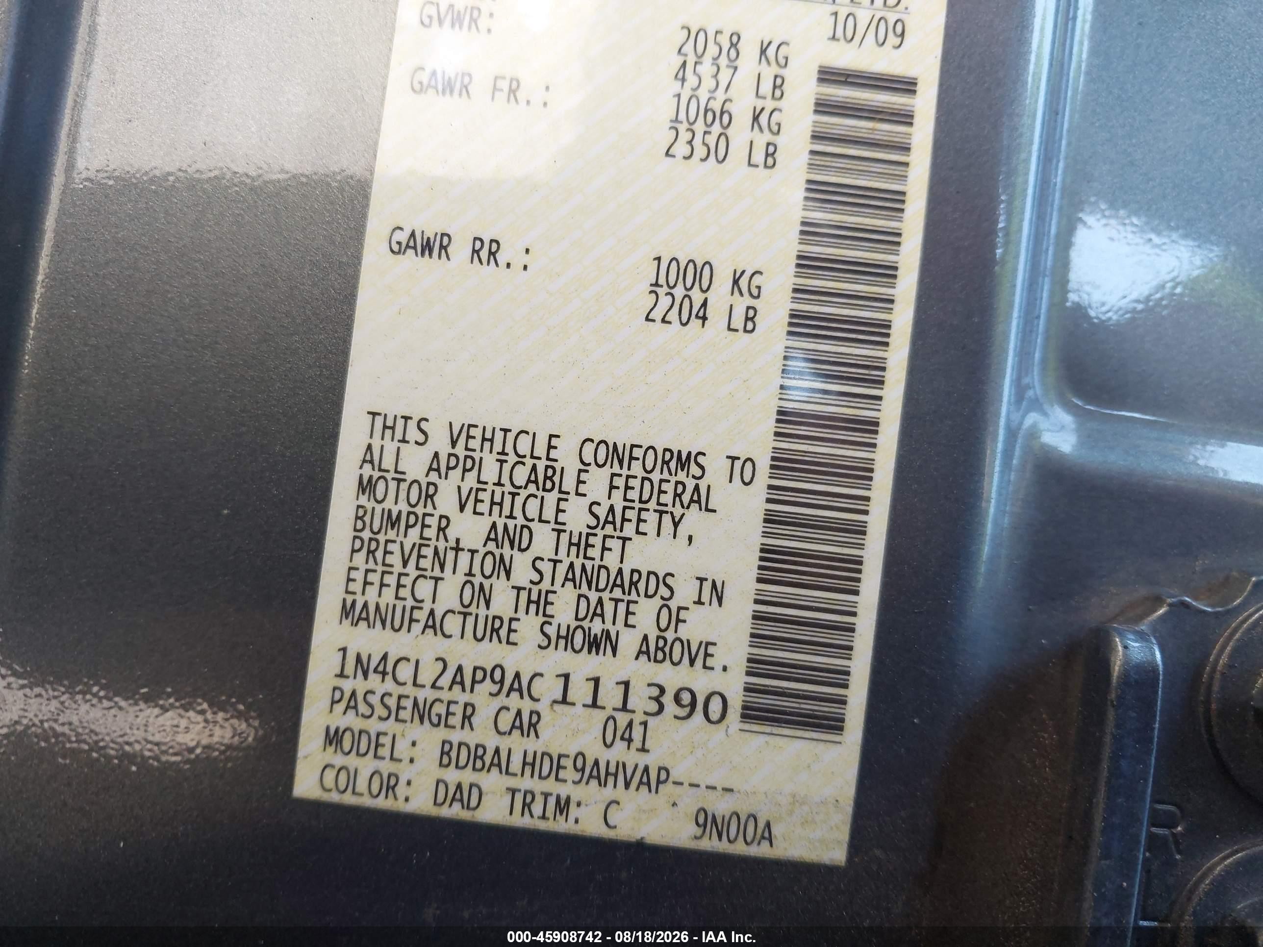 2010 Nissan Altima Hybrid   Синий vin: 1N4CL2AP9AC111390