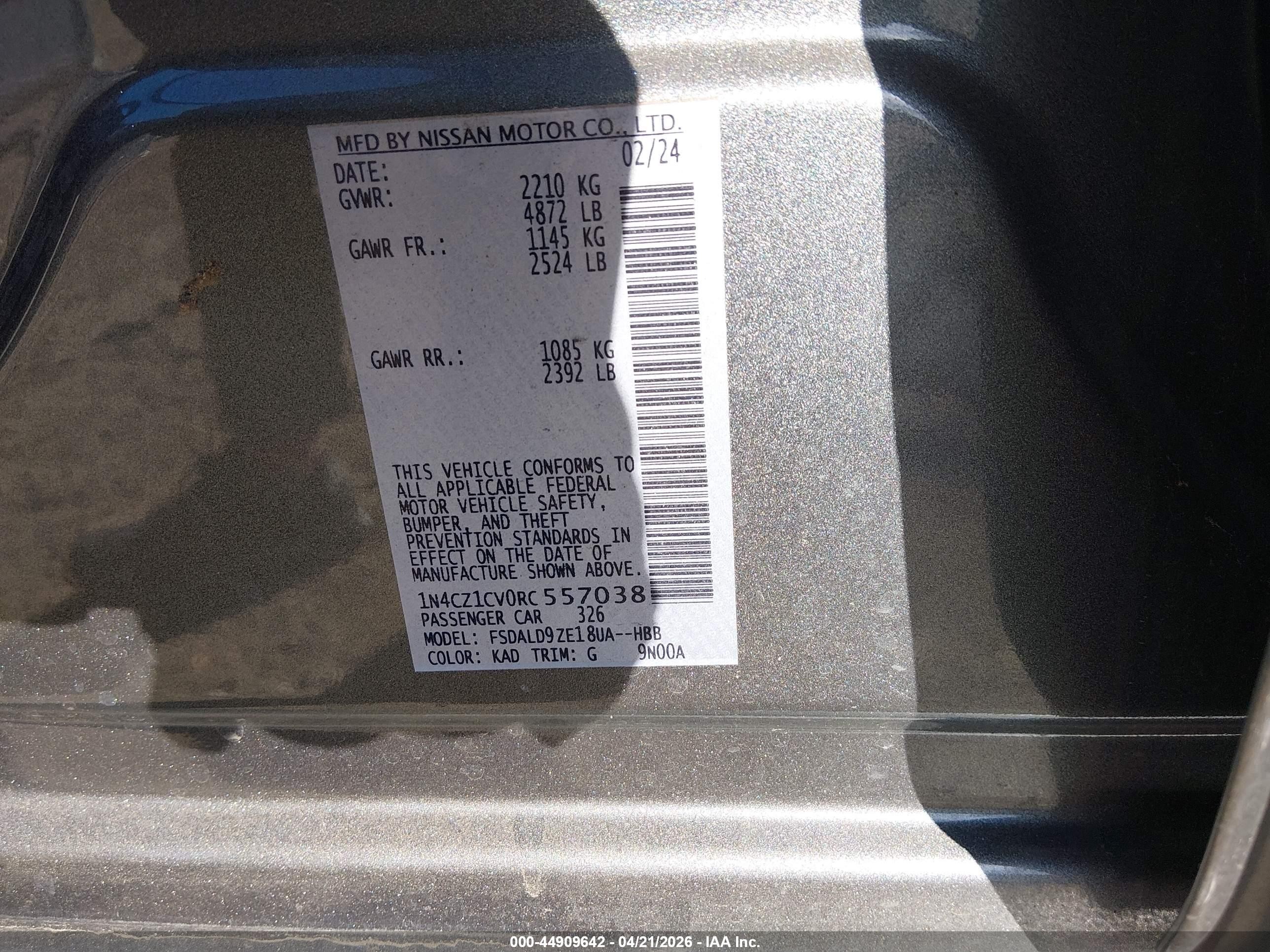 2024 Nissan Leaf Sv Plus Gray vin: 1N4CZ1CV0RC557038