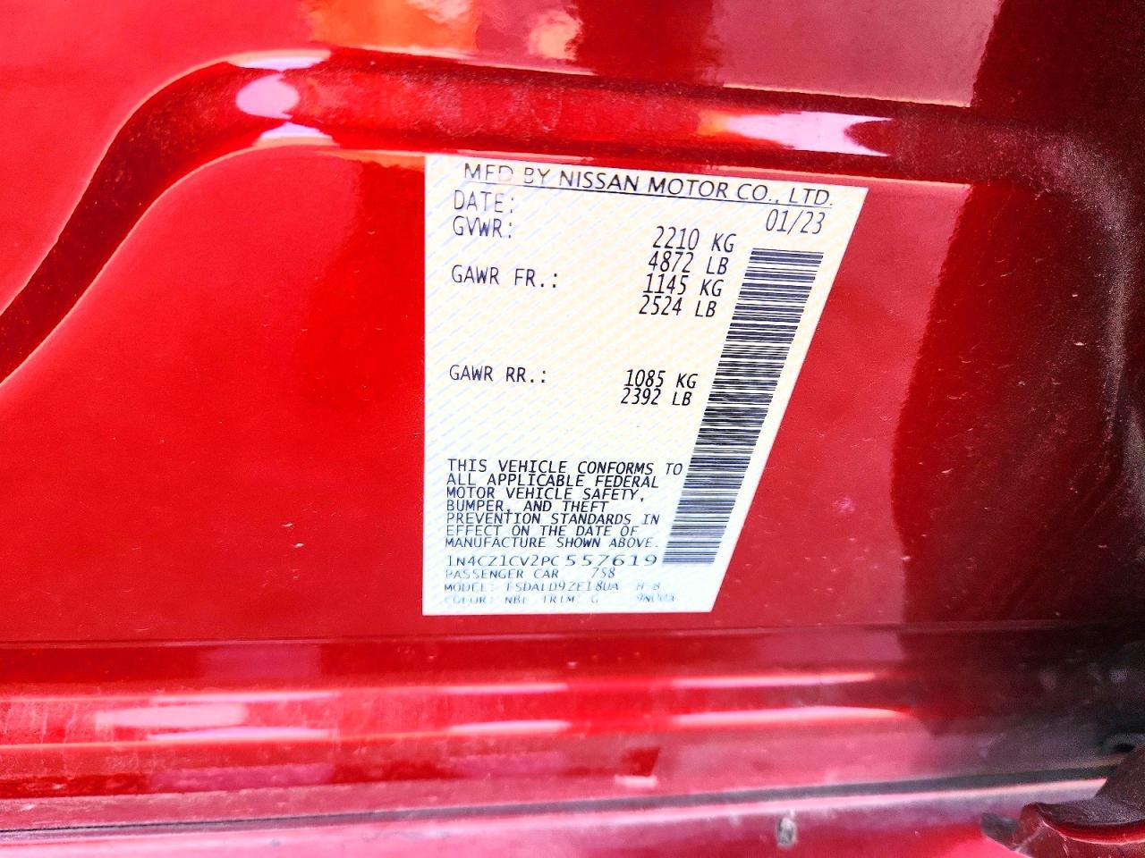 2023 Nissan Leaf Sv Plus Red vin: 1N4CZ1CV2PC557619