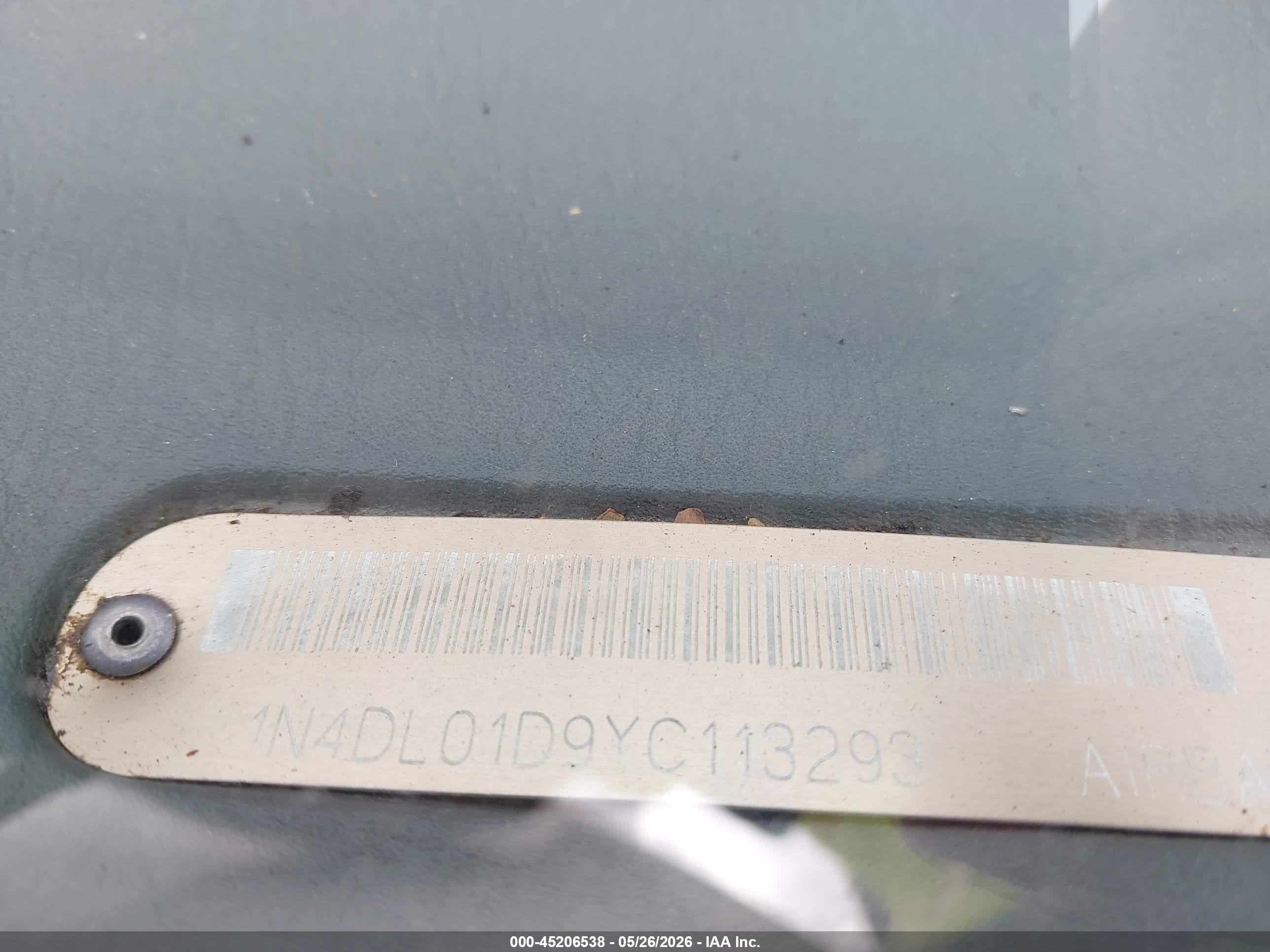 2000 Nissan Altima Gle/gxe/se/xe Белый vin: 1N4DL01D9YC113293