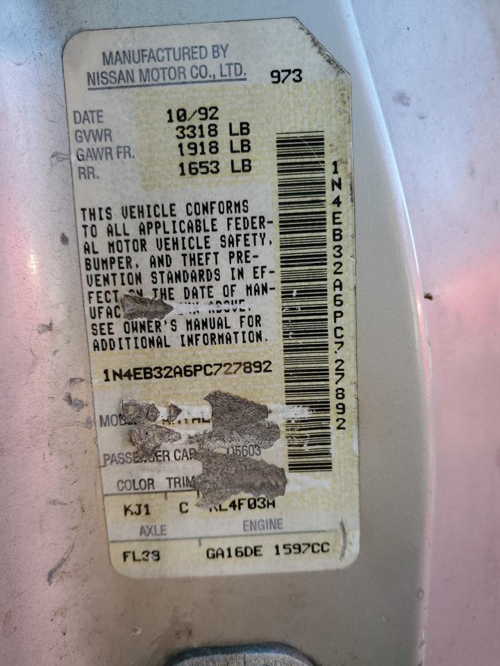 1993 Nissan Sentra E Silver vin: 1N4EB32A6PC727892