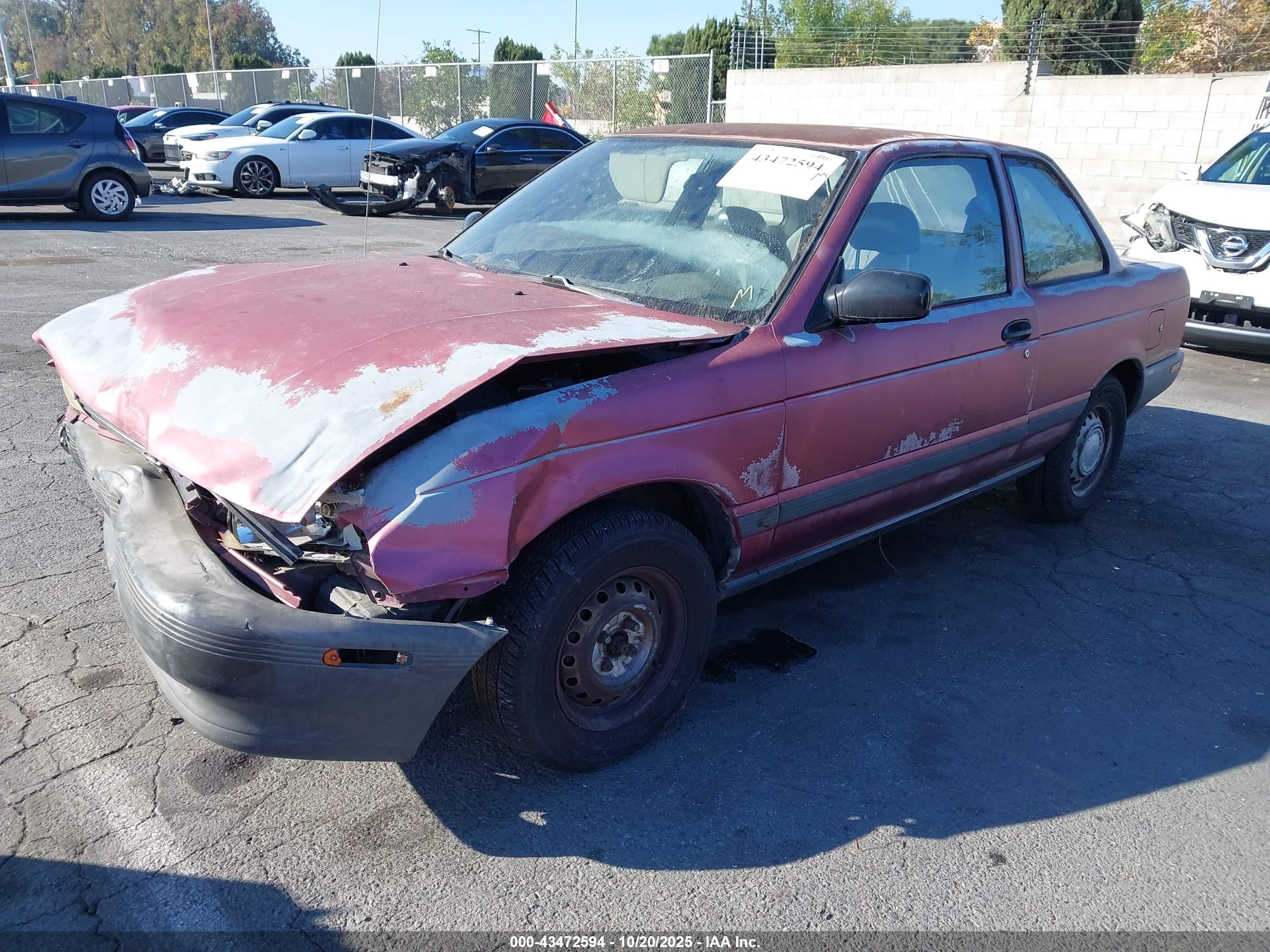 1993 Nissan Sentra E/xe/se Red vin: 1N4EB32A8PC701505