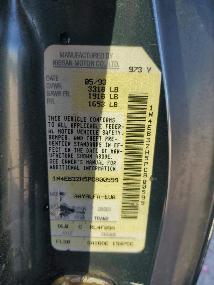 1993 Nissan Sentra E Green vin: 1N4EB32H5PC800599
