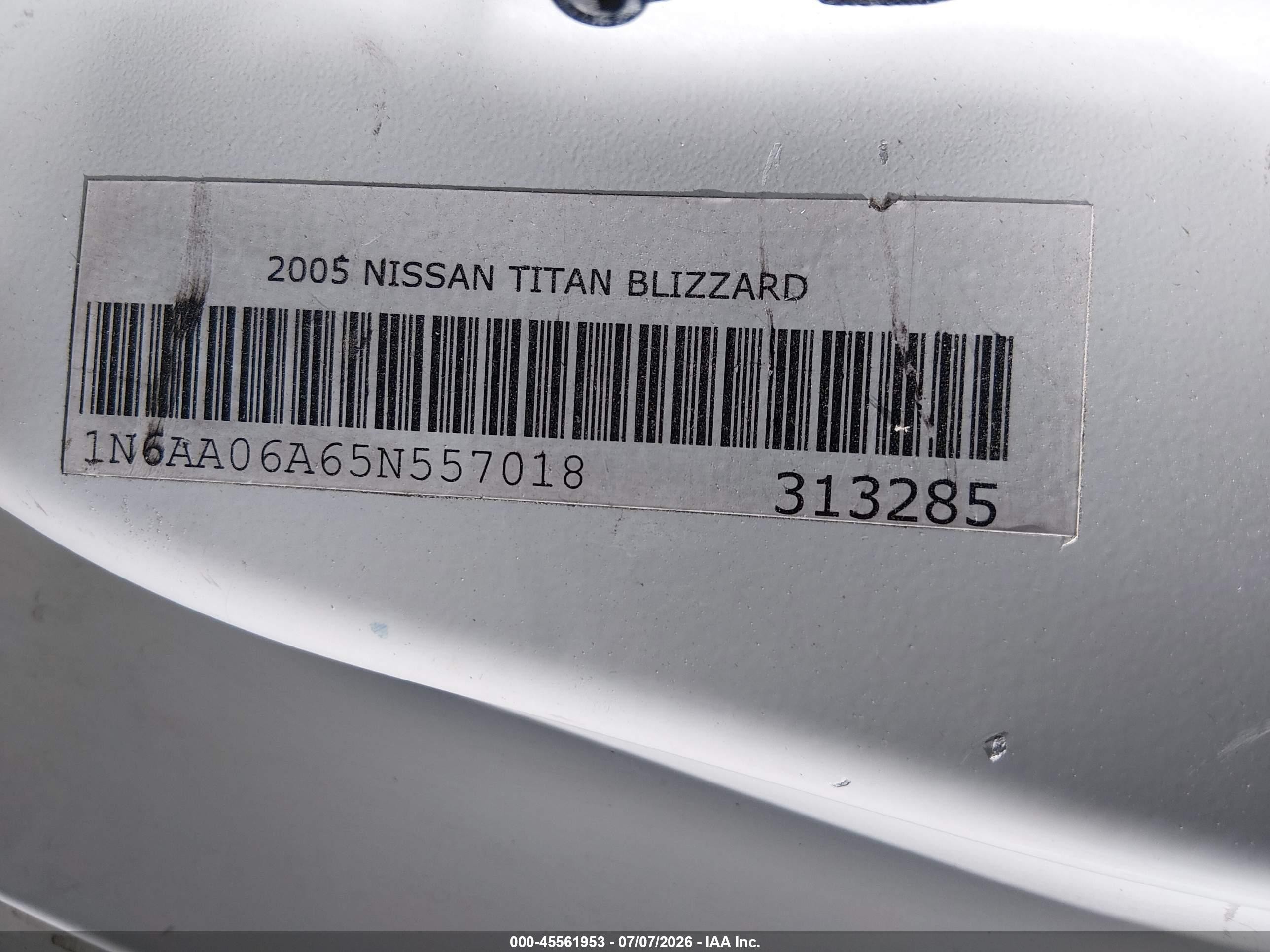 2005 Nissan Titan Se White vin: 1N6AA06A65N557018
