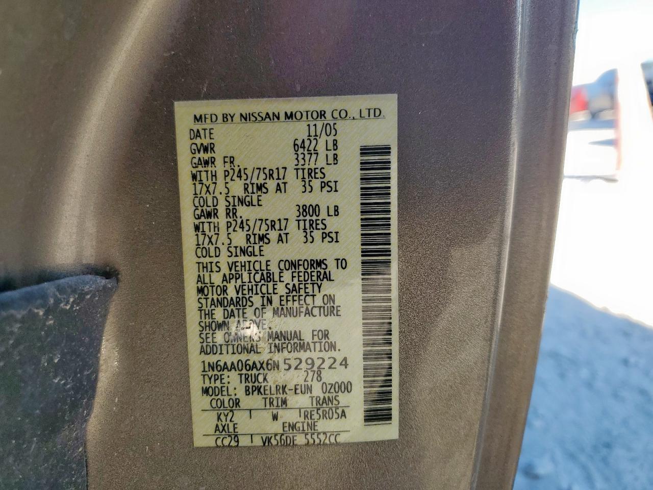 2006 Nissan Titan Xe Brown vin: 1N6AA06AX6N529224