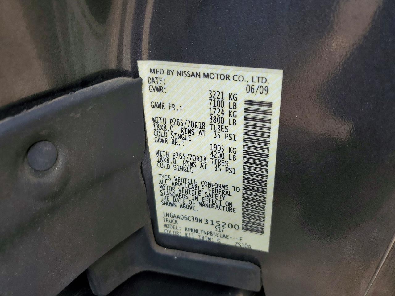 2009 Nissan Titan Xe Gray vin: 1N6AA06C39N315200