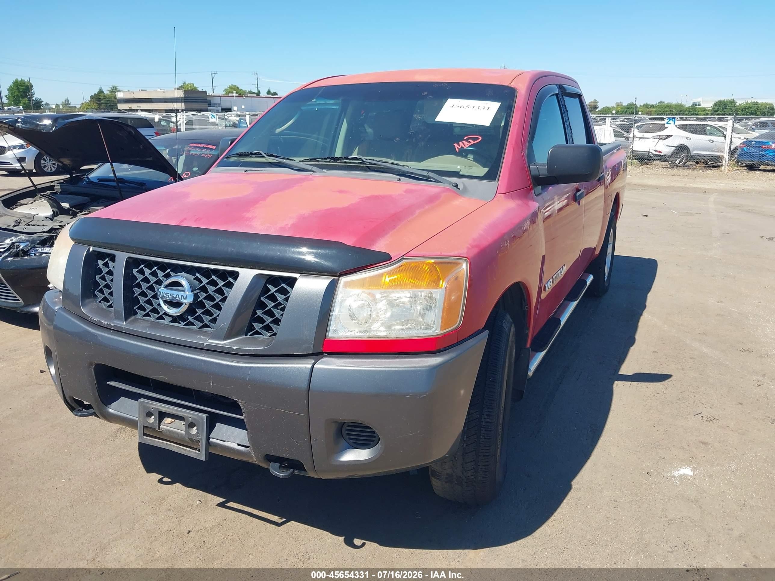 2008 Nissan Titan Xe Red vin: 1N6AA07C08N307570