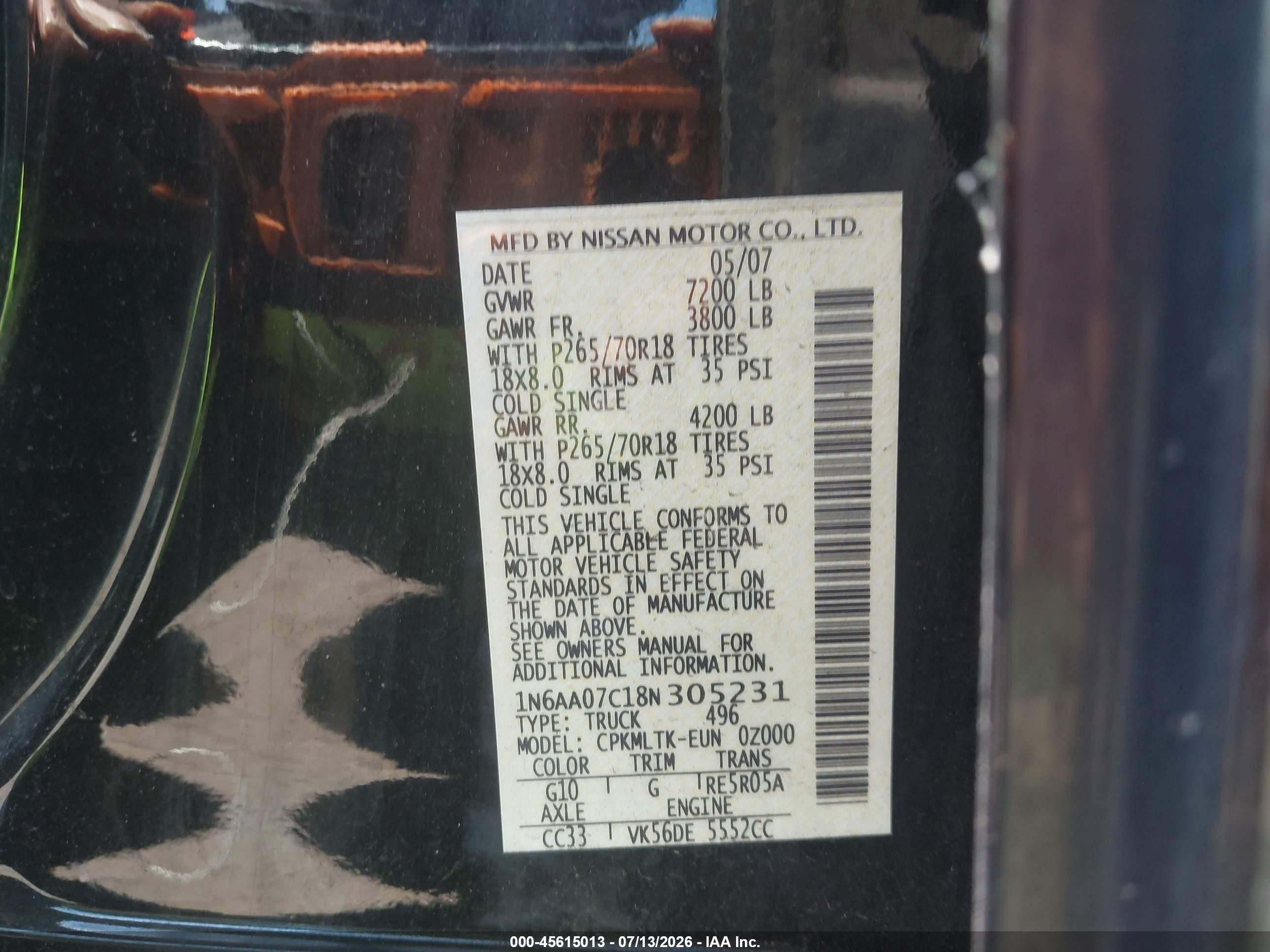 2008 Nissan Titan Se Черный vin: 1N6AA07C18N305231