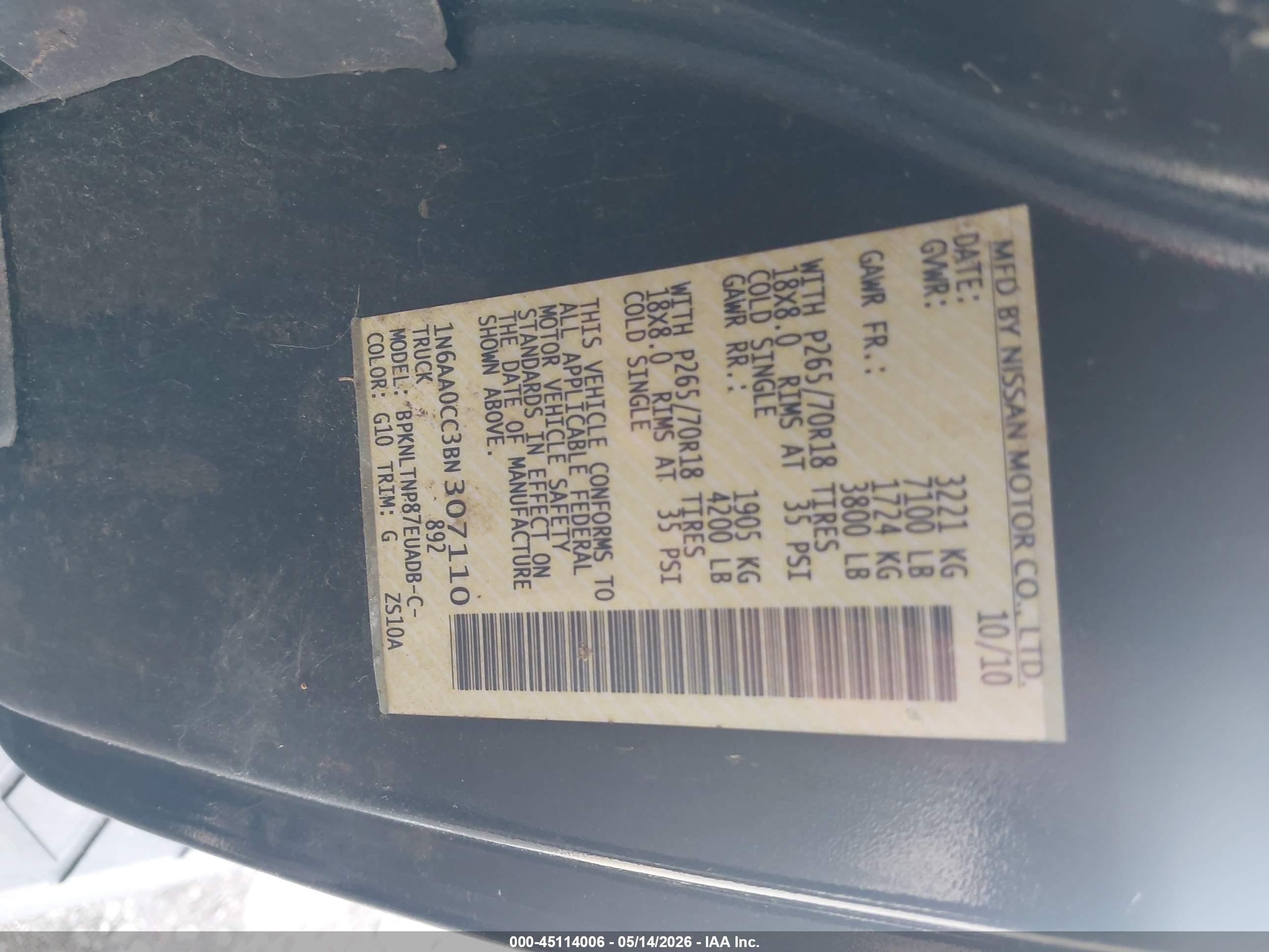 2011 Nissan Titan Sv Черный vin: 1N6AA0CC3BN307110
