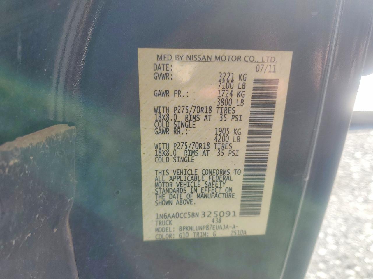 2011 Nissan Titan Sv Black vin: 1N6AA0CC5BN325091