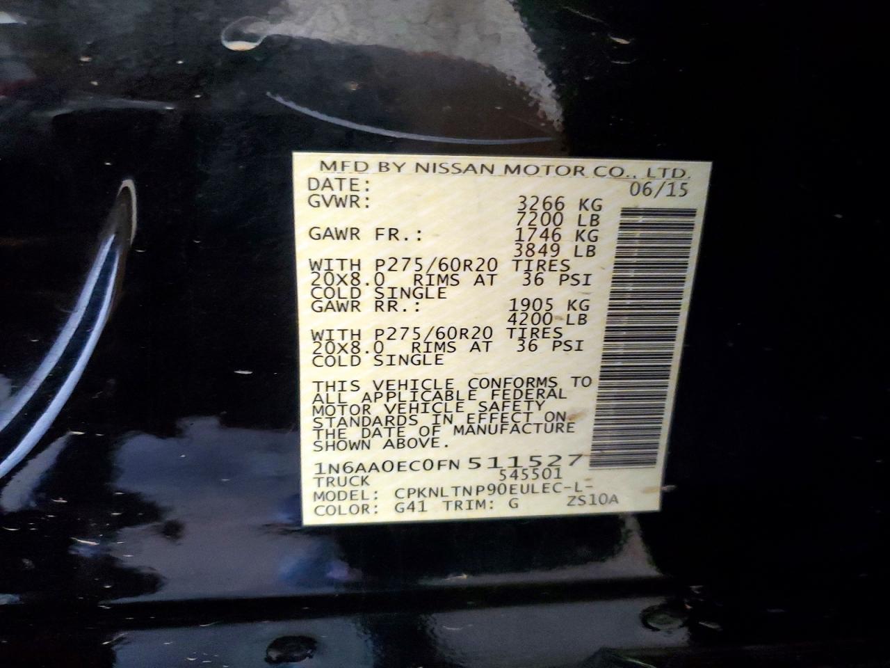 2015 Nissan Titan Sv Black vin: 1N6AA0EC0FN511527