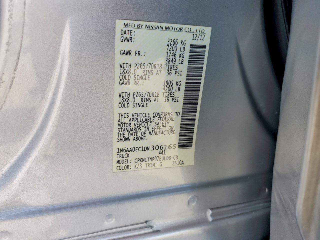 2013 Nissan Titan Sv Silver vin: 1N6AA0EC1DN306165