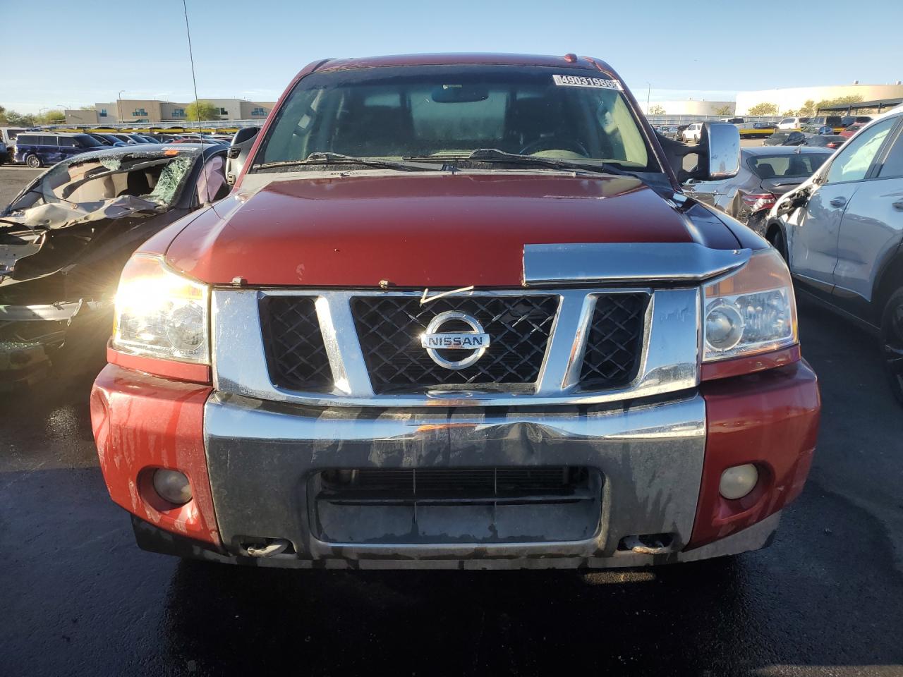 2014 Nissan Titan Sv Red vin: 1N6AA0EC1EN501815 Damage: Front Bumper, Dent(S) W/ Paint Dmg, 5 To 6 Inches
