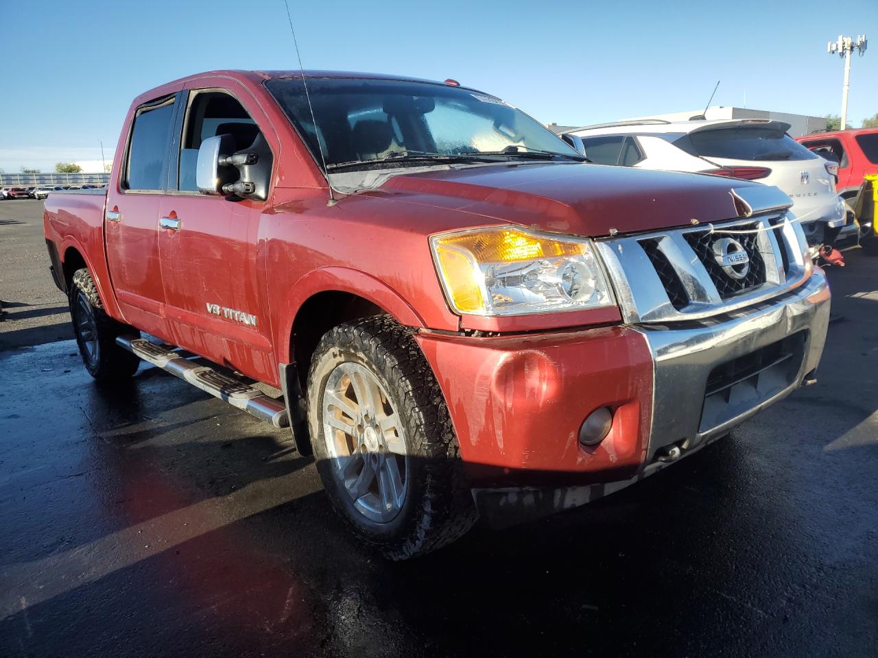 2014 Nissan Titan Sv Red vin: 1N6AA0EC1EN501815 Damage: Front Bumper, Dent(S) W/ Paint Dmg, 3 To 4 Inches