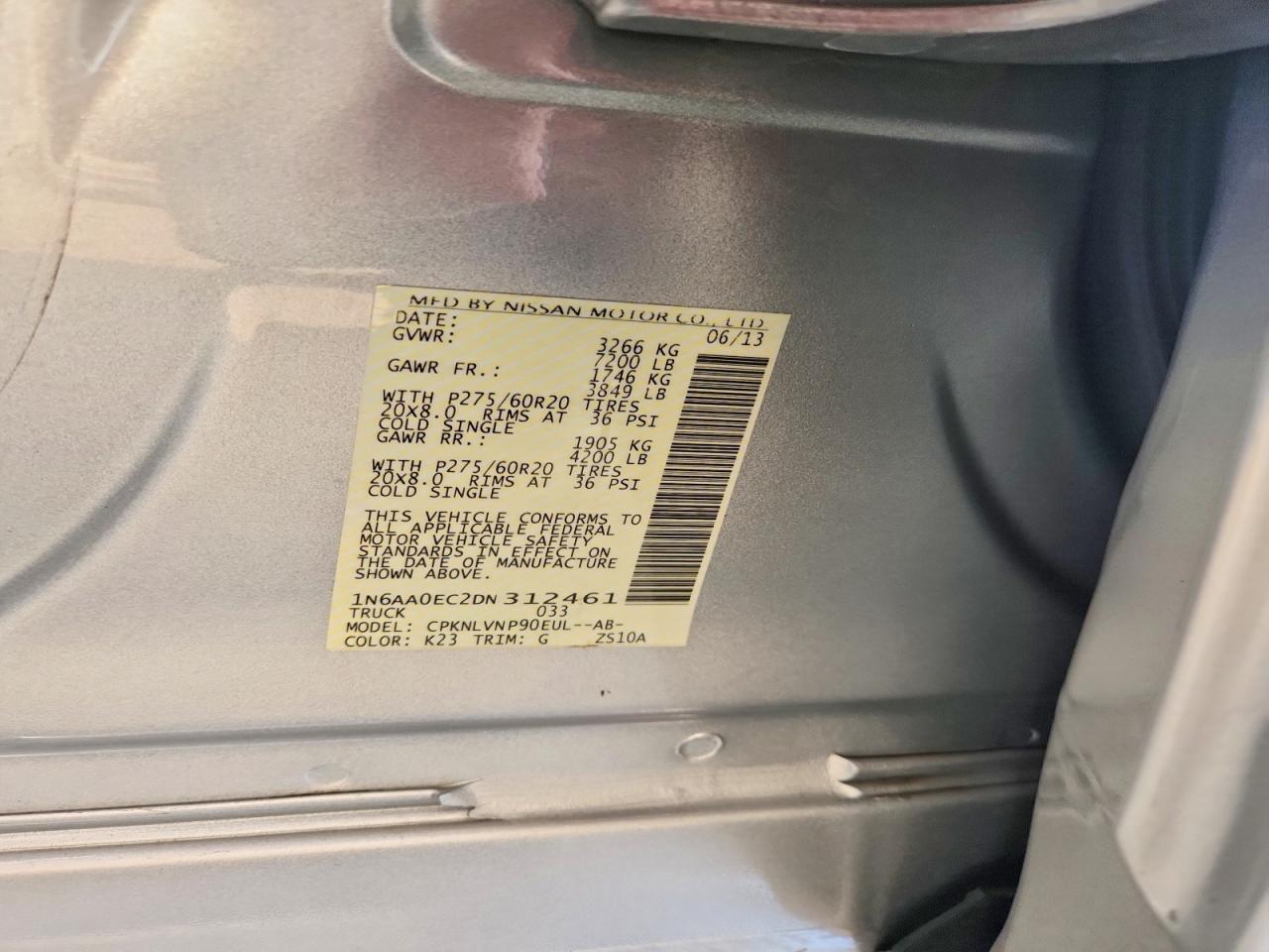 2013 Nissan Titan Sv Silver vin: 1N6AA0EC2DN312461