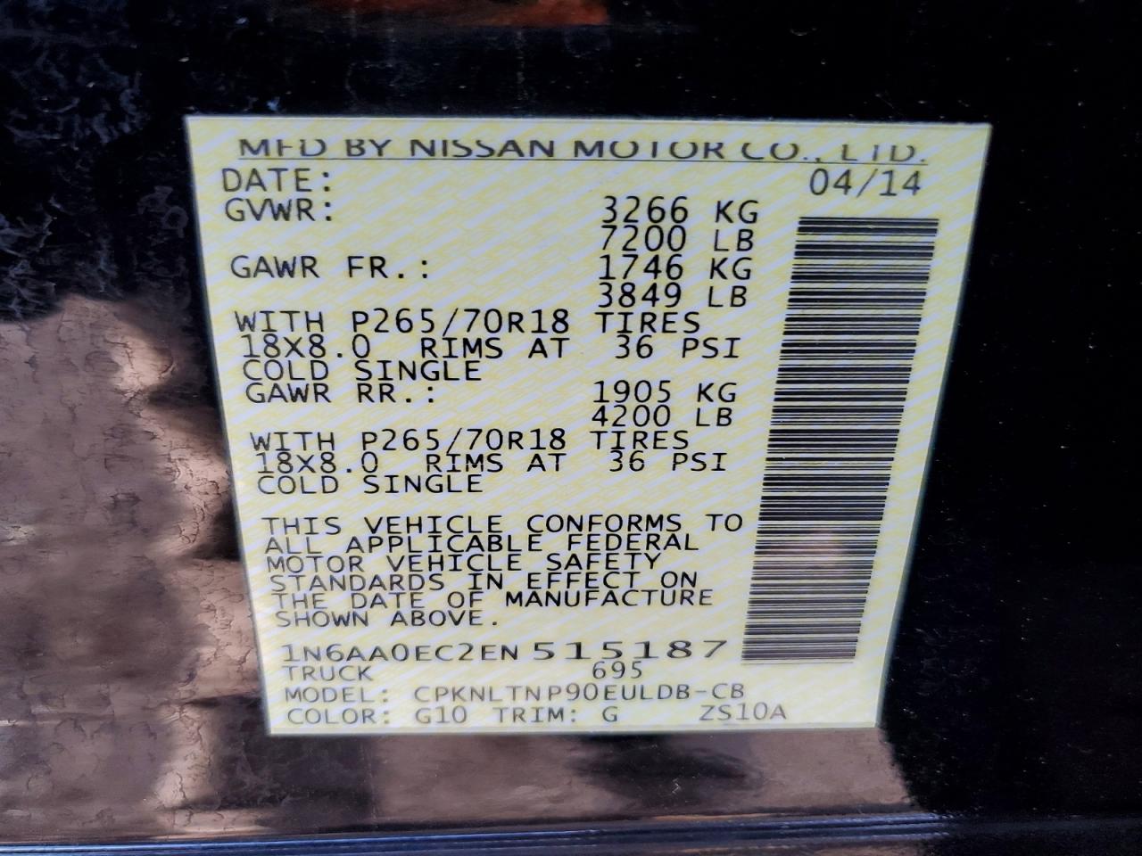 2014 Nissan Titan Sv Black vin: 1N6AA0EC2EN515187