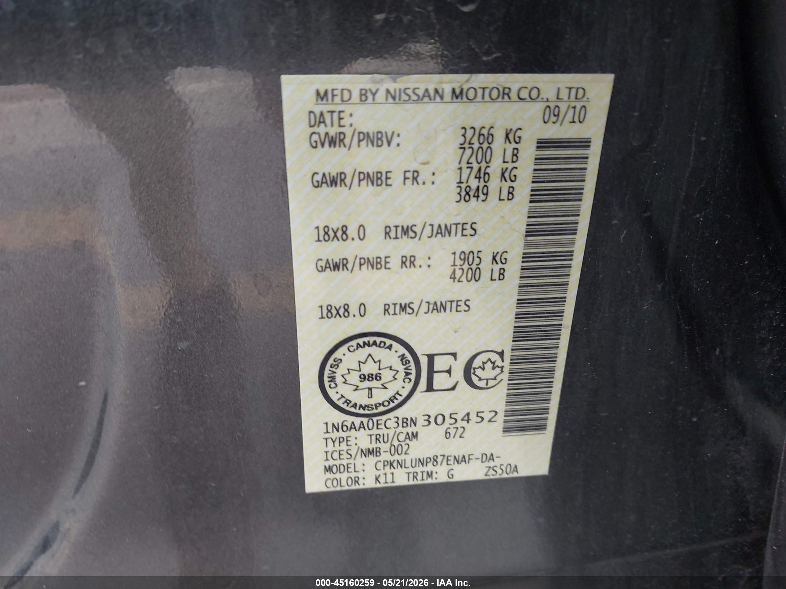 2011 Nissan Titan Pro-4x Gray vin: 1N6AA0EC3BN305452