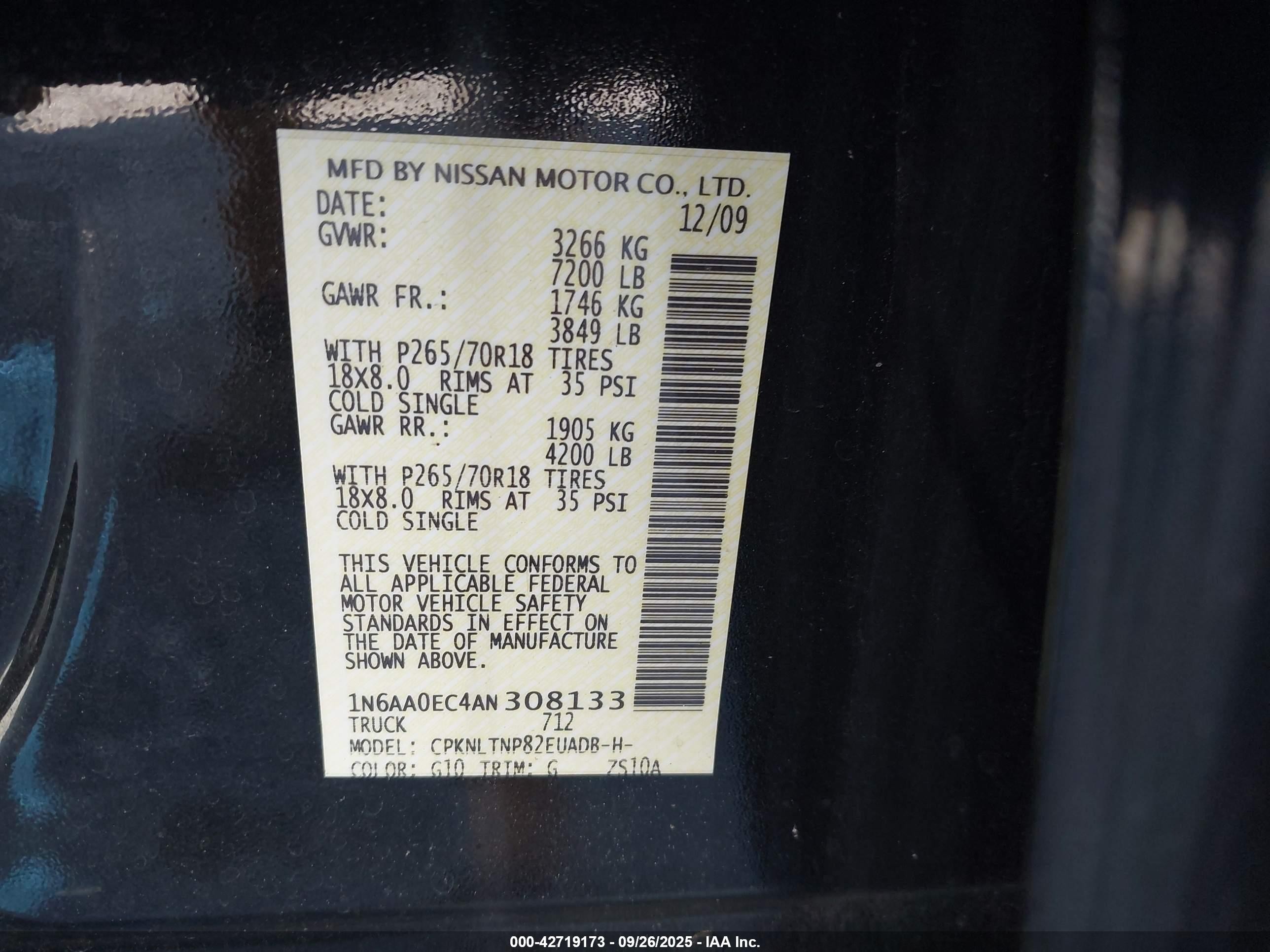 2010 Nissan Titan Se Black vin: 1N6AA0EC4AN308133