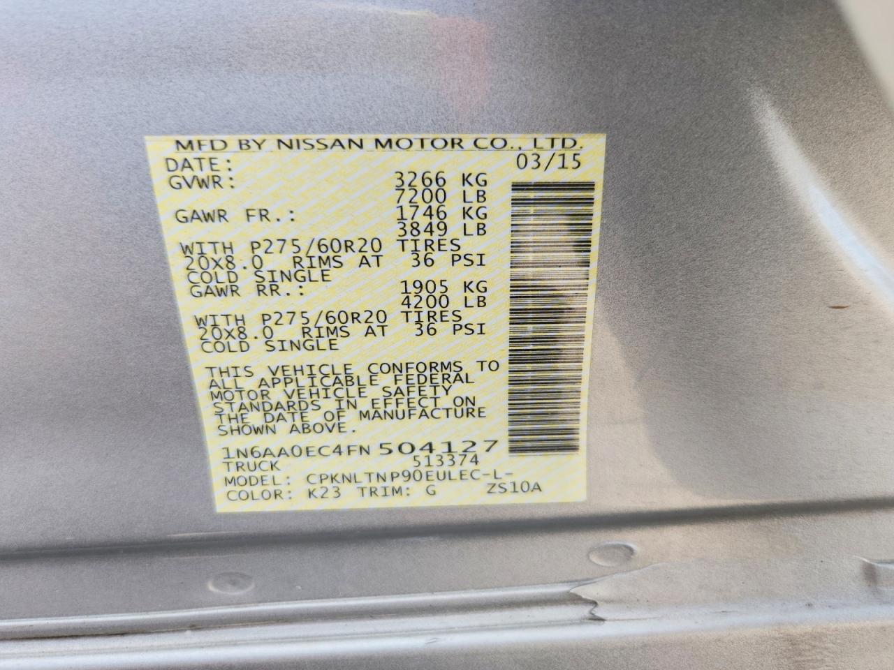 2015 Nissan Titan Sv Silver vin: 1N6AA0EC4FN504127