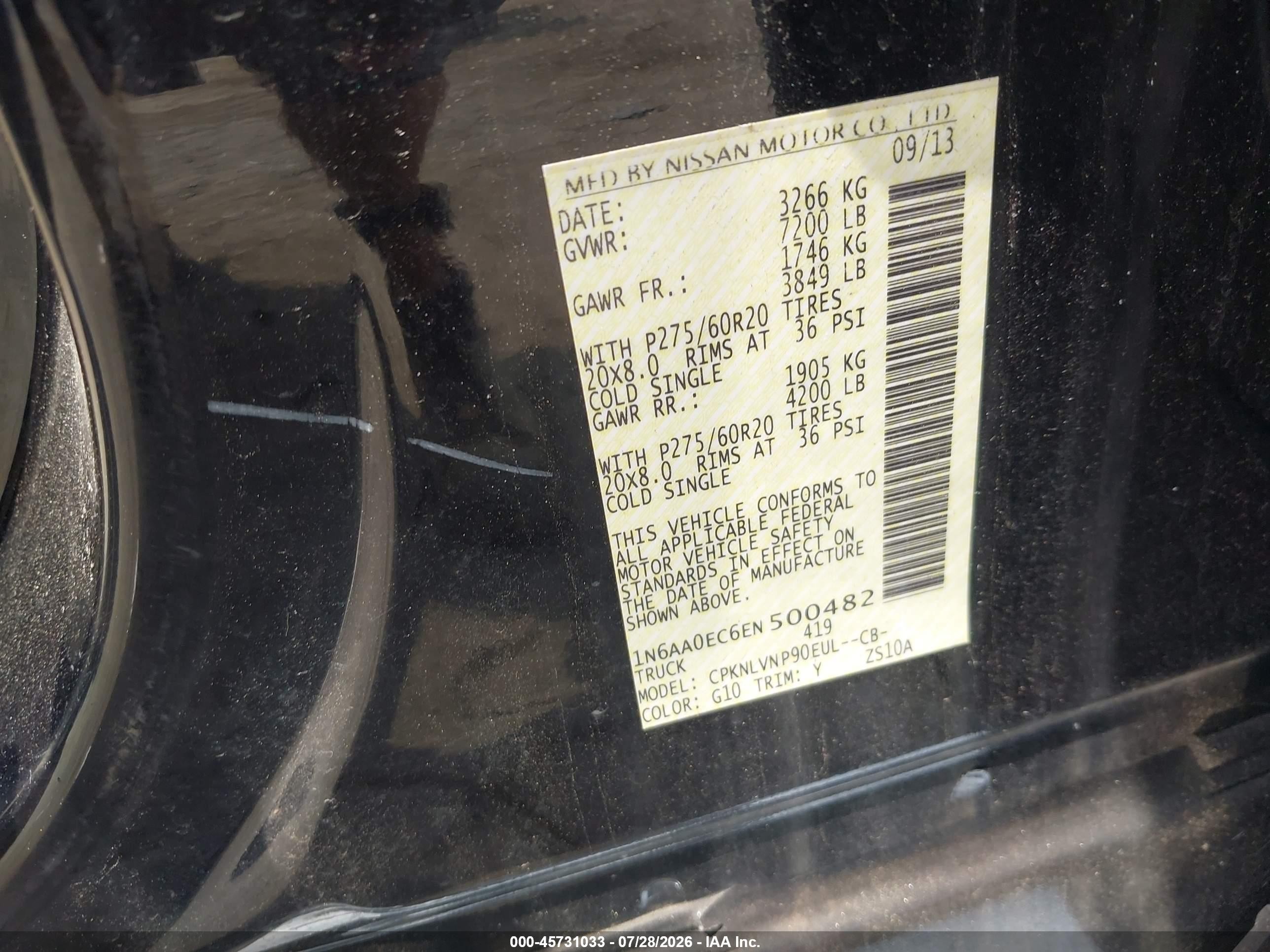 2014 Nissan Titan Sl Black vin: 1N6AA0EC6EN500482