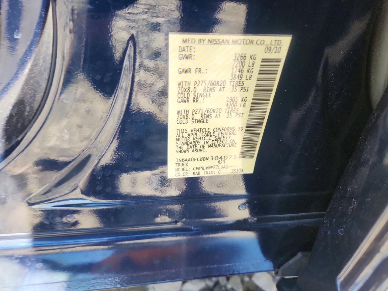 2011 Nissan Titan Sv Blue vin: 1N6AA0EC8BN304071