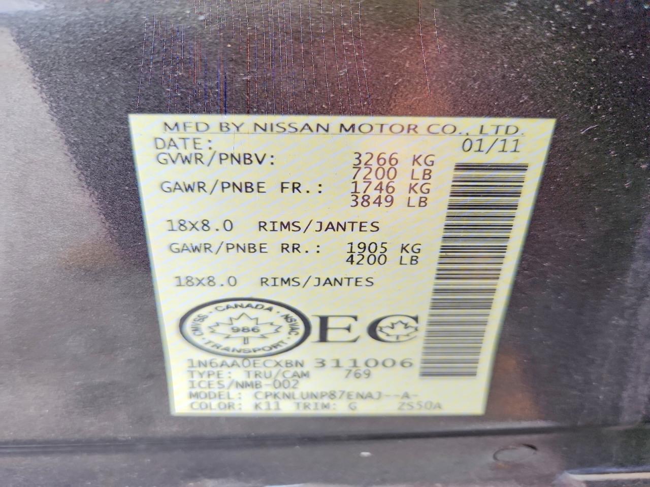 2011 Nissan Titan Sv Gray vin: 1N6AA0ECXBN311006