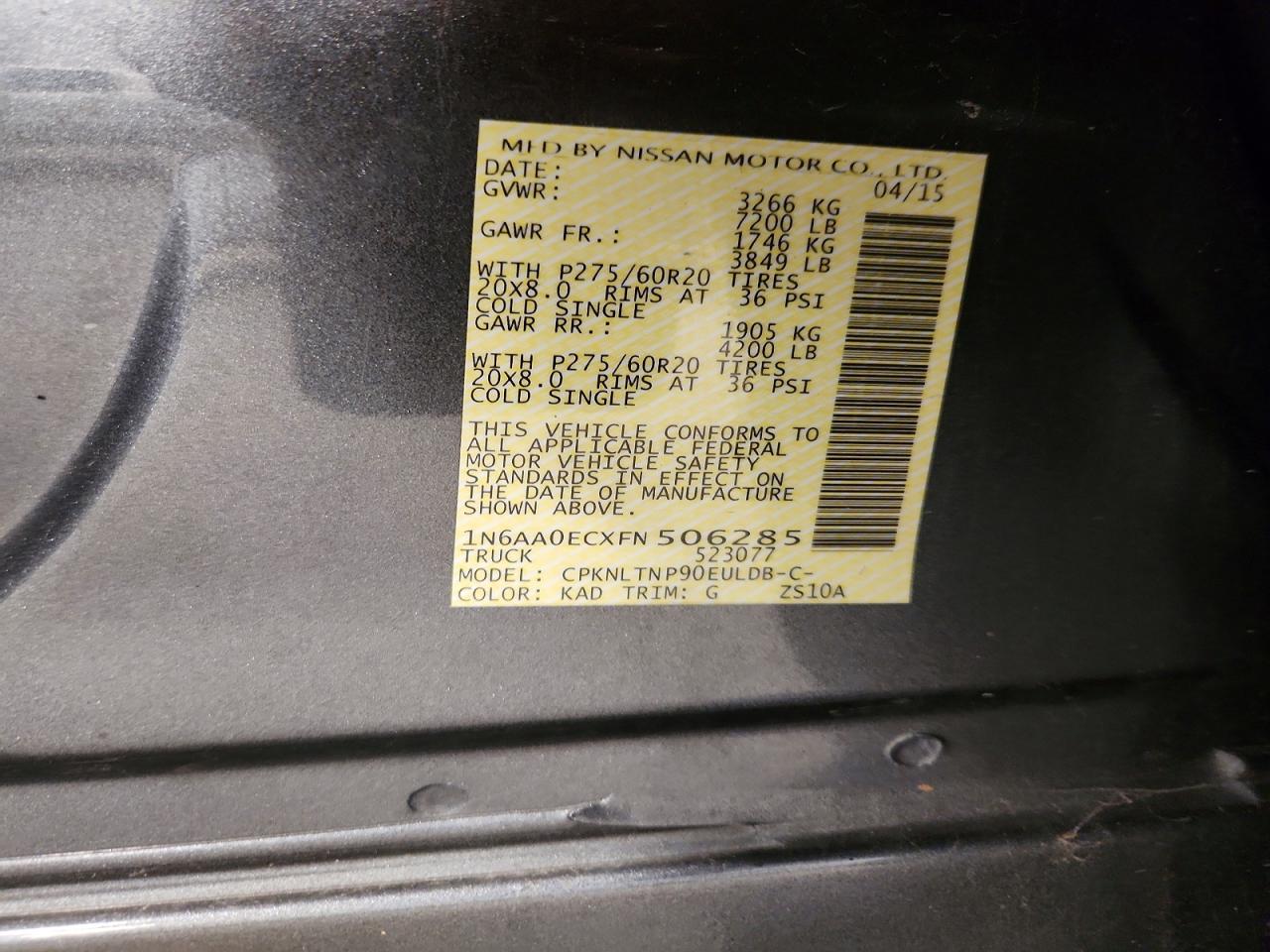 2015 Nissan Titan Sv Gray vin: 1N6AA0ECXFN506285