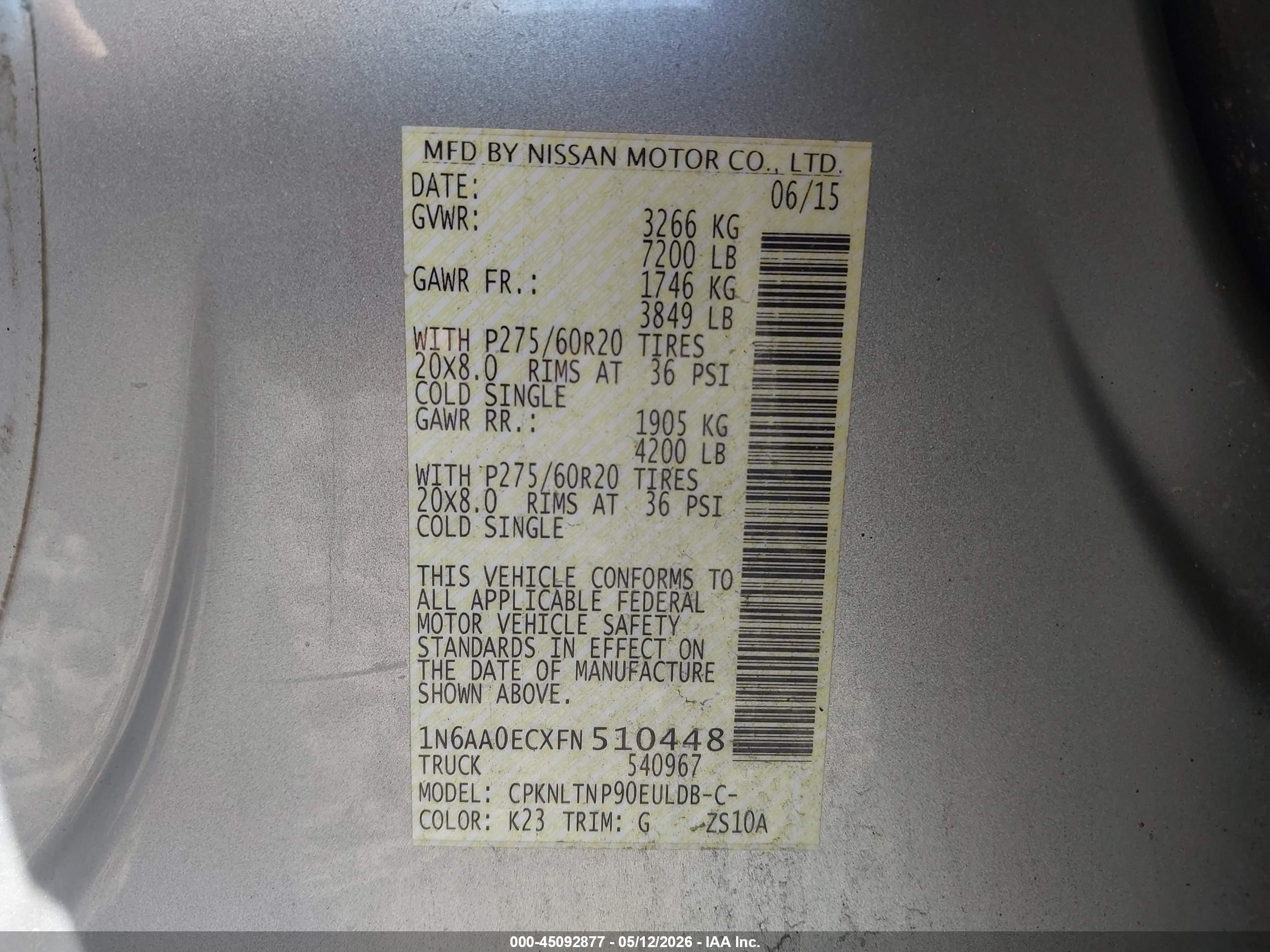 2015 Nissan Titan Sv Silver vin: 1N6AA0ECXFN510448