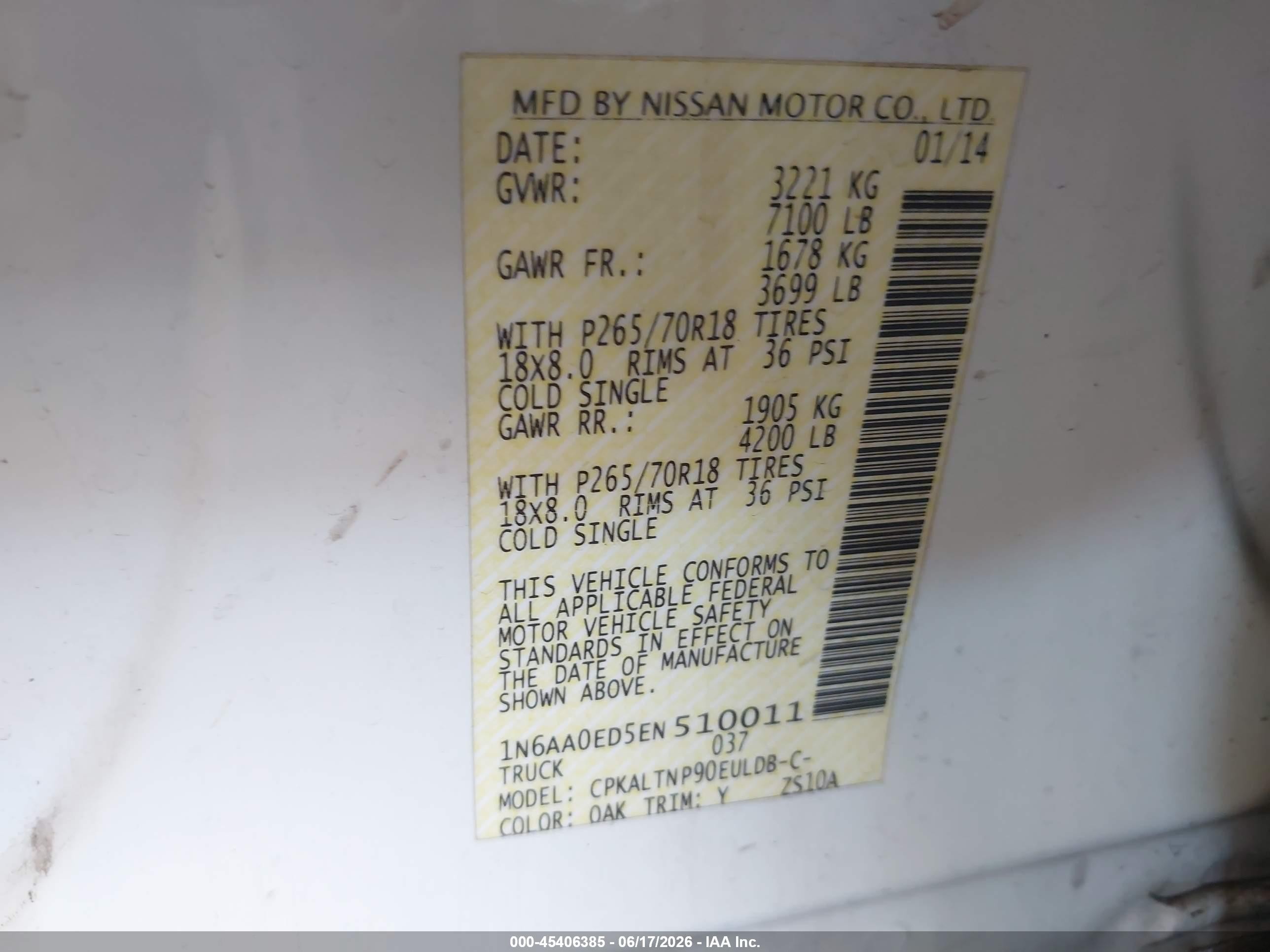 2014 Nissan Titan Sv White vin: 1N6AA0ED5EN510011